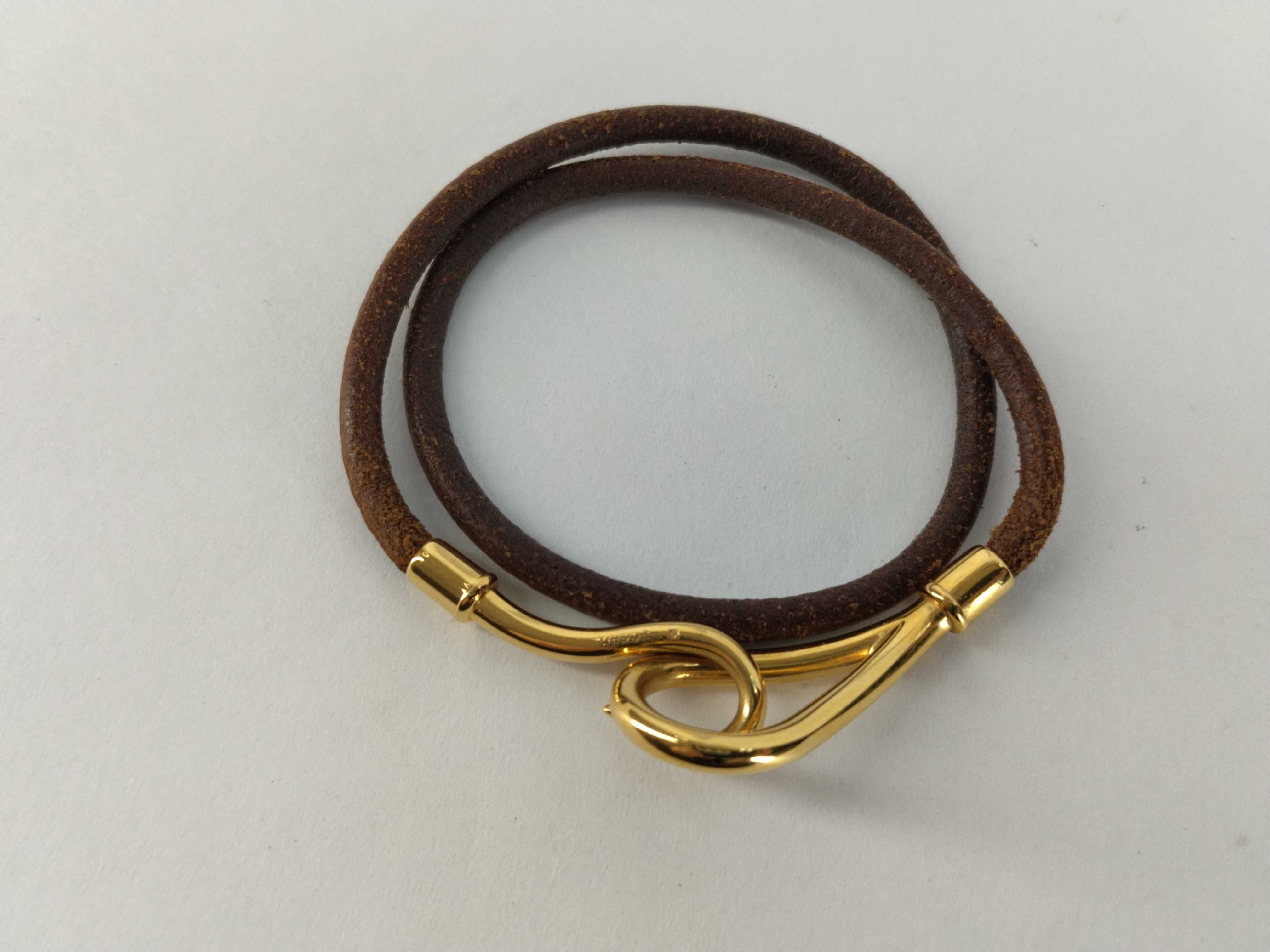 Jumbo Leather Brown Gold Hardware Bracelet Choker Bracelet/Bangle