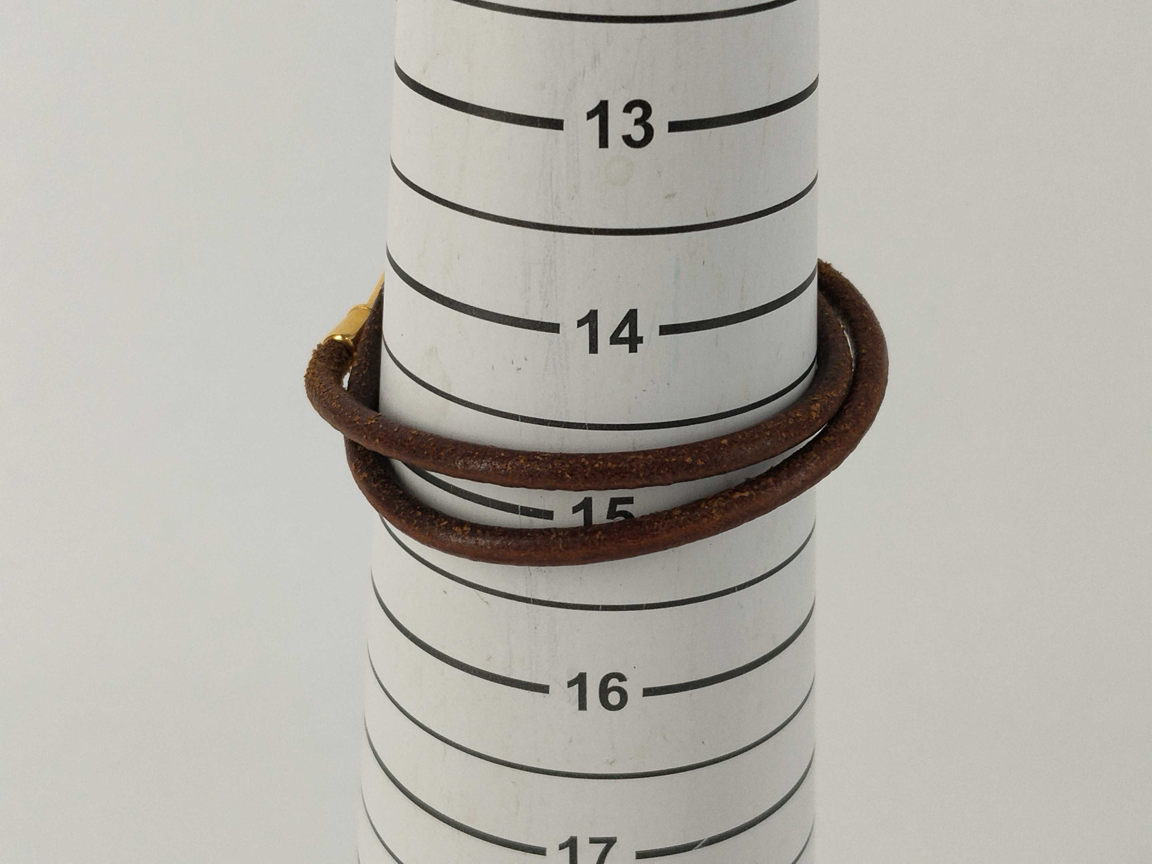 Jumbo Leather Brown Gold Hardware Bracelet Choker Bracelet/Bangle — view 10