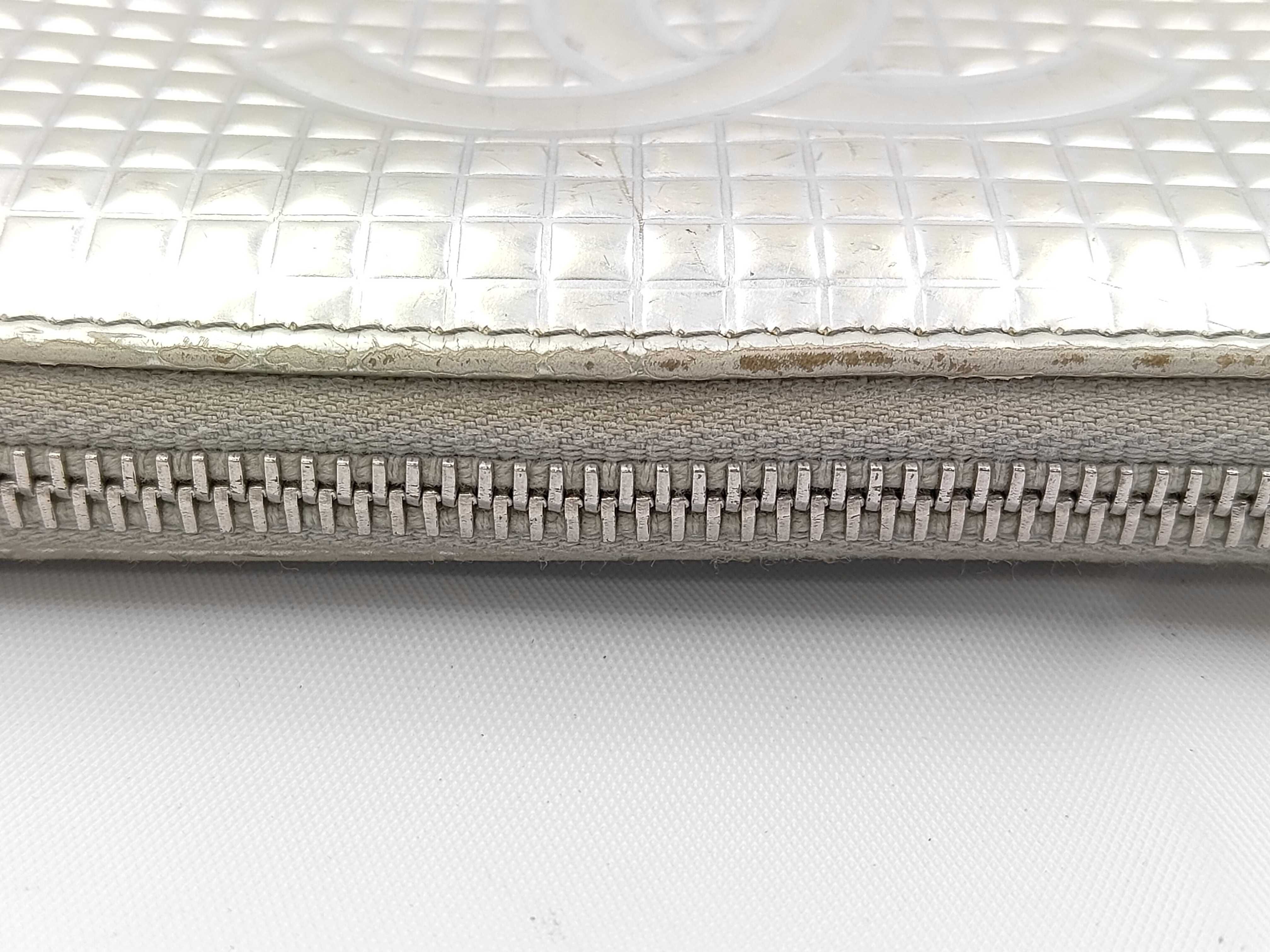 Micro Chocolate Bar Long Wallet, Round Leather, Silver Hardware, Metallic Silver, 11845240 — view 4