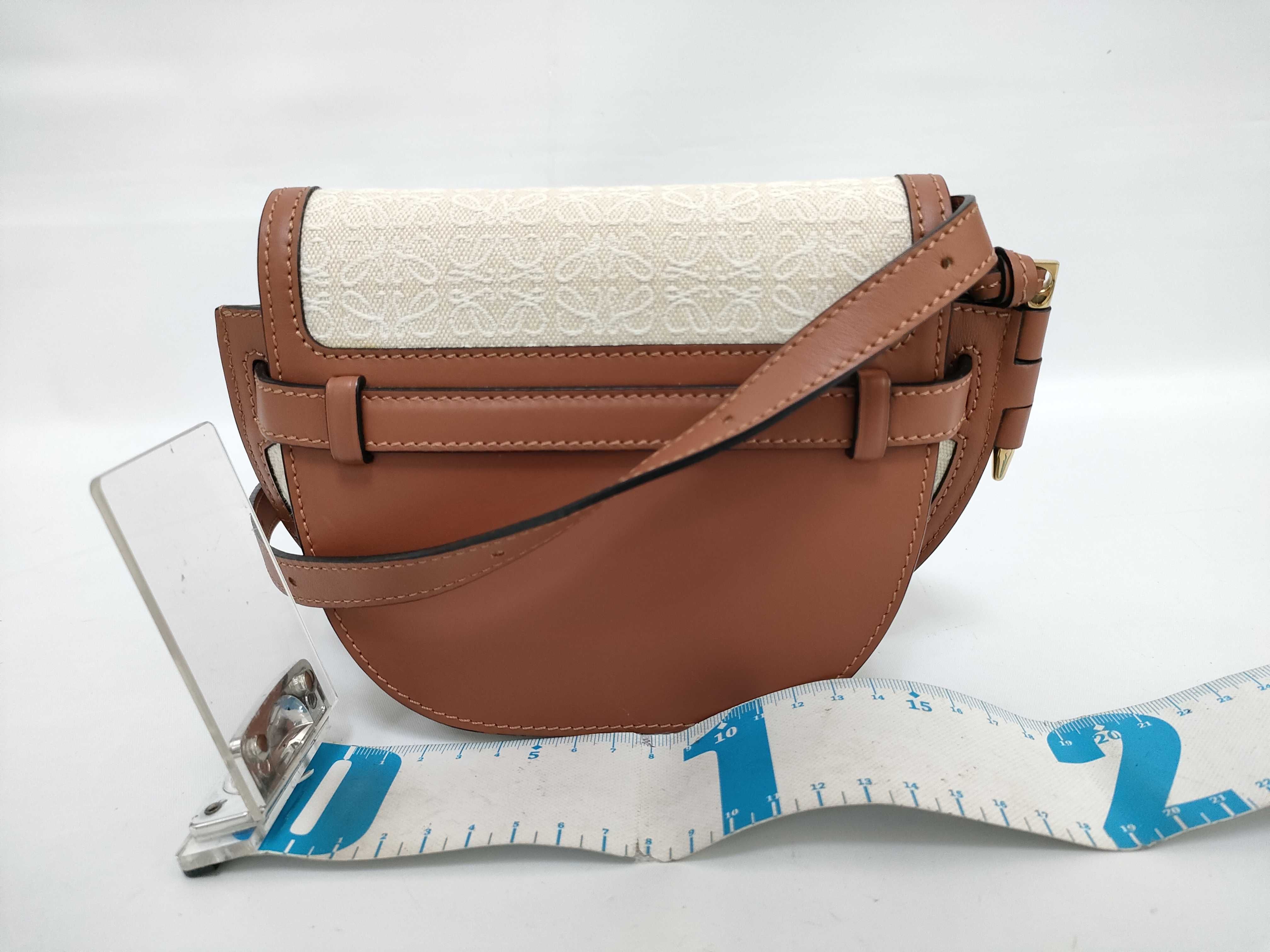 Gate Bag Small Canvas x Leather Shoulder Bag Beige x Brown Shoulder Bag — view 2