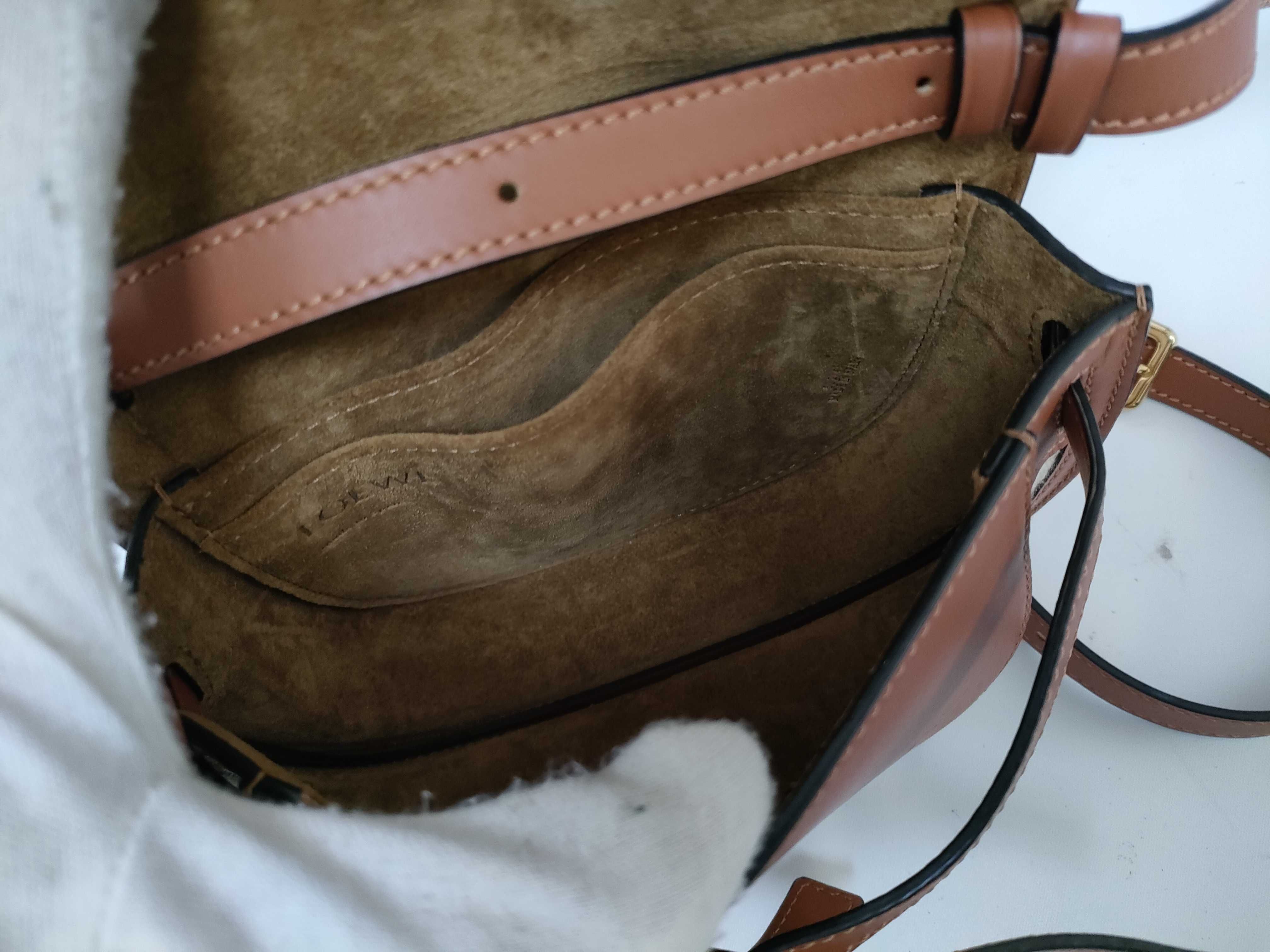 Gate Bag Small Canvas x Leather Shoulder Bag Beige x Brown Shoulder Bag — view 12