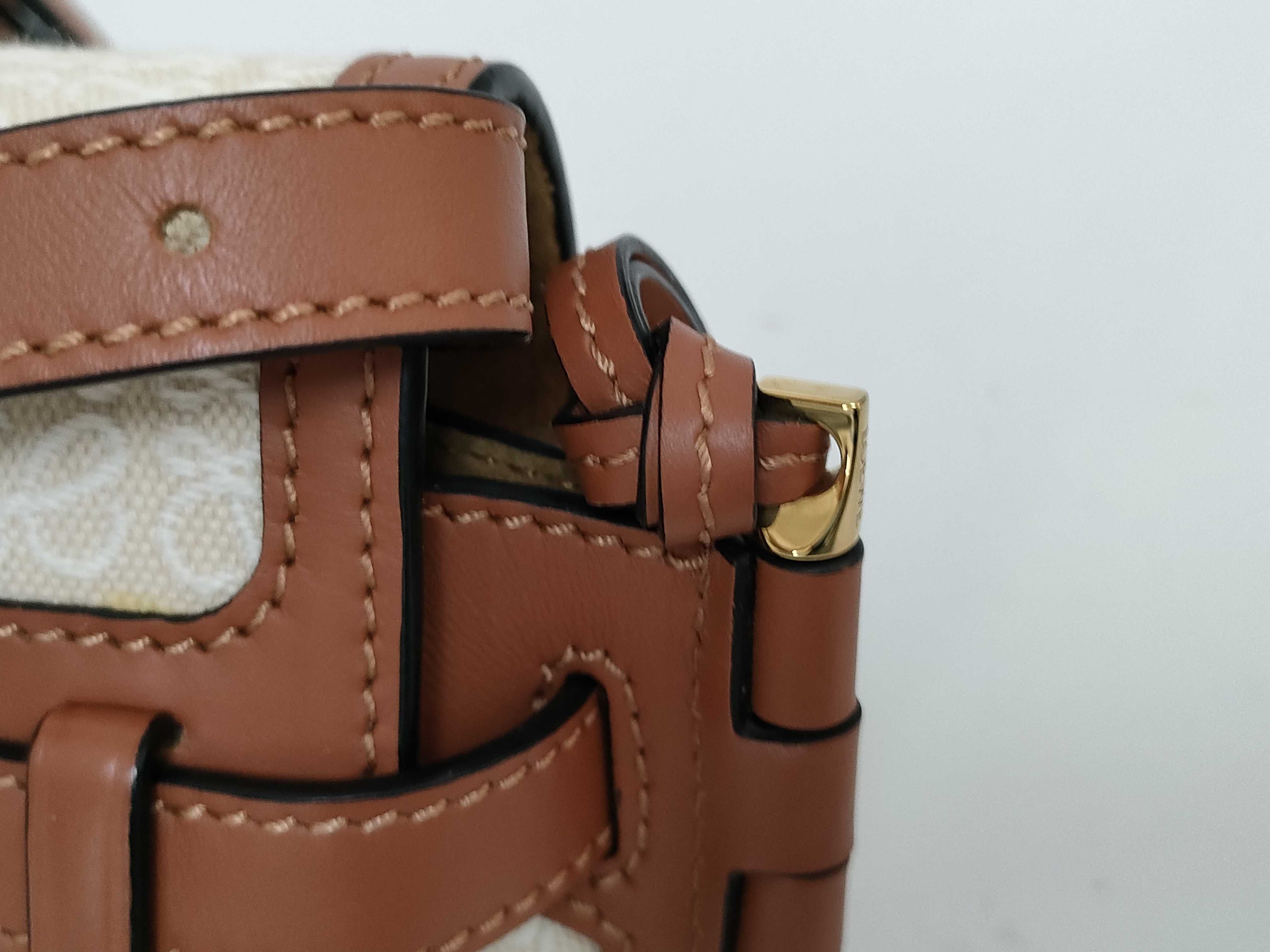 Gate Bag Small Canvas x Leather Shoulder Bag Beige x Brown Shoulder Bag — view 6