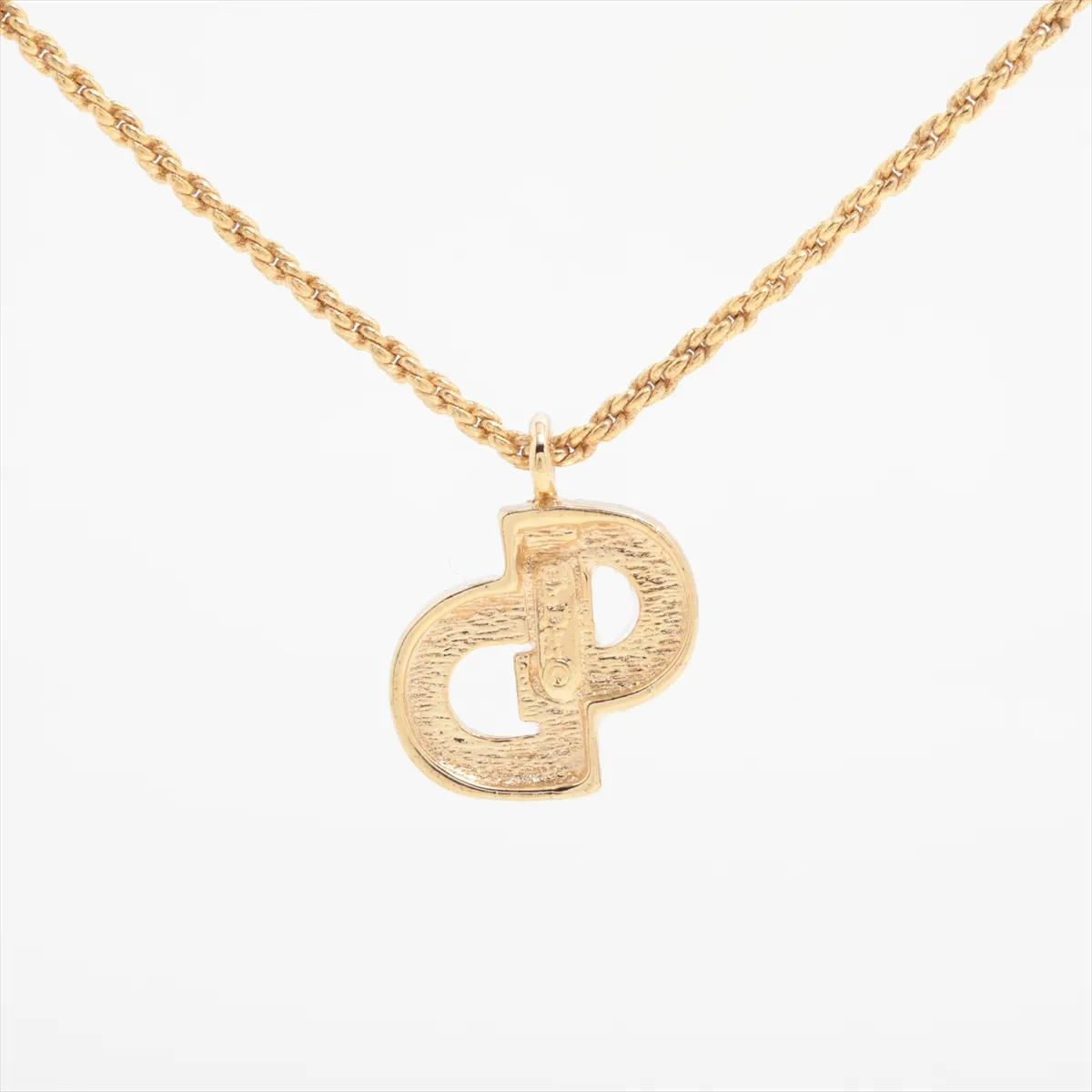 CD logo necklace, gold plated with rhinestones. Shows — view 2