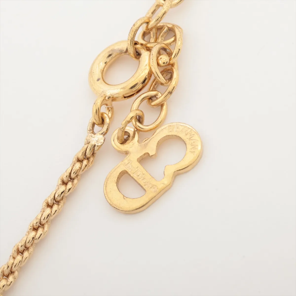 CD logo necklace, gold plated with rhinestones. Shows — view 4