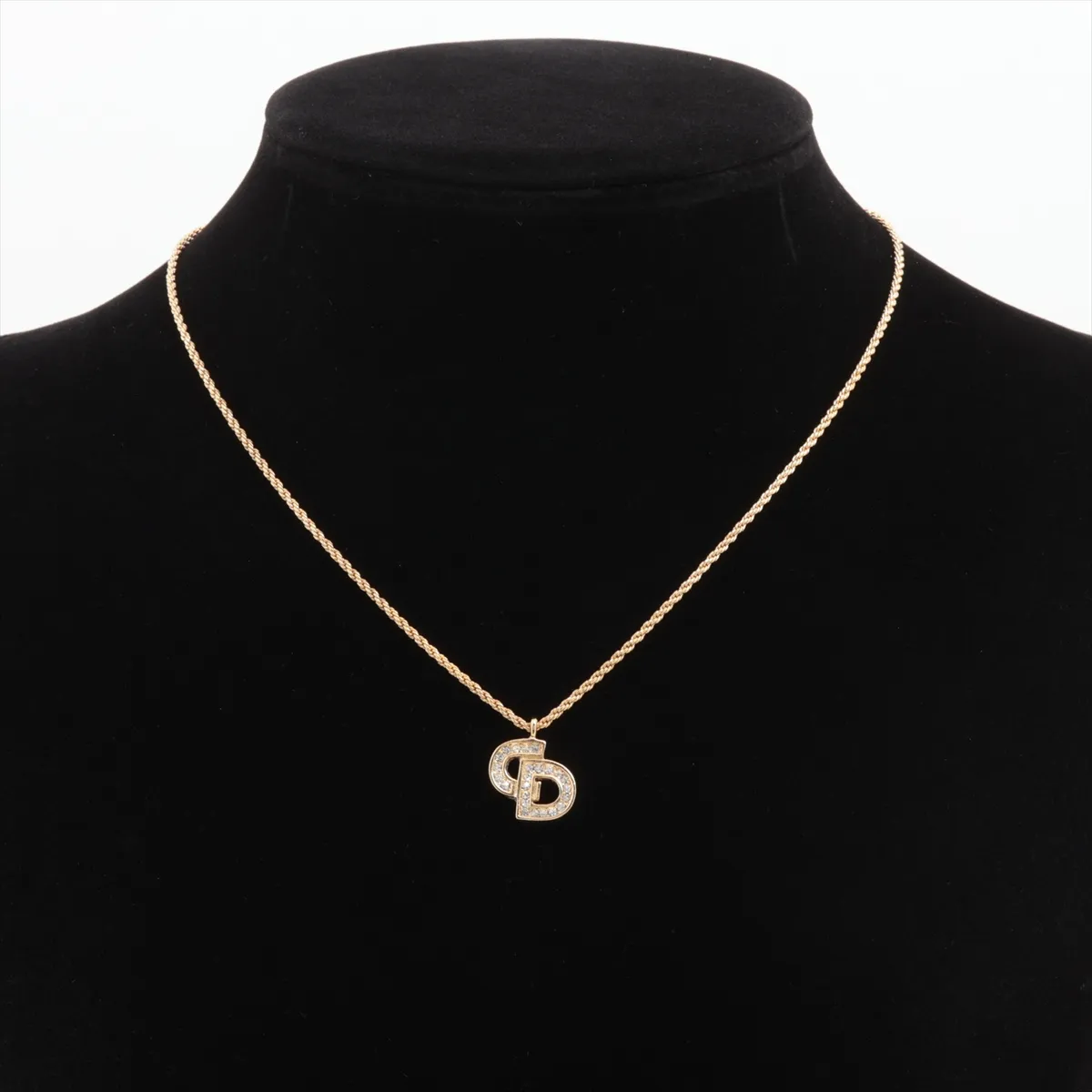 CD logo necklace, gold plated with rhinestones. Shows — view 5