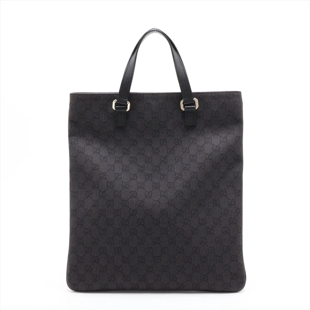 GG Canvas x Leather Tote Bag Black 272347 Outlet