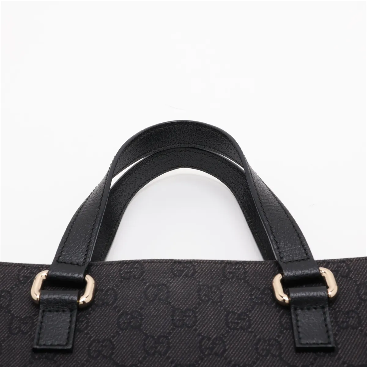 GG Canvas x Leather Tote Bag Black 272347 Outlet — view 6