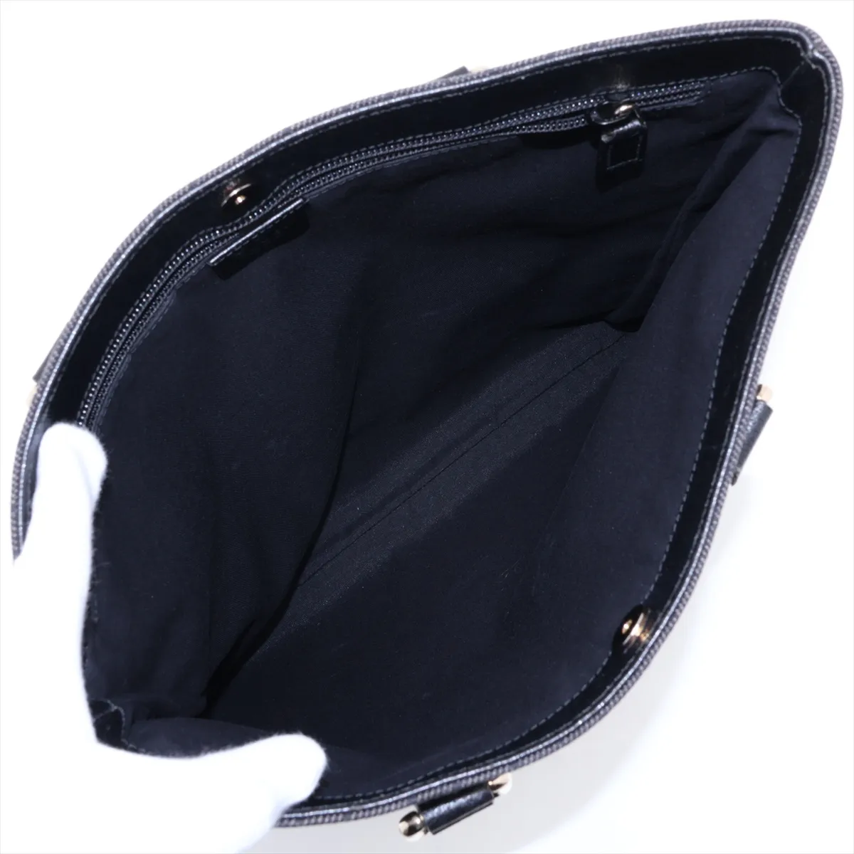 GG Canvas x Leather Tote Bag Black 272347 Outlet — view 7