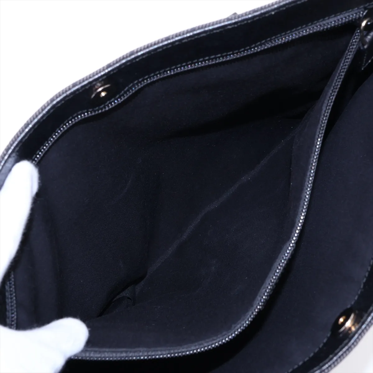 GG Canvas x Leather Tote Bag Black 272347 Outlet — view 8