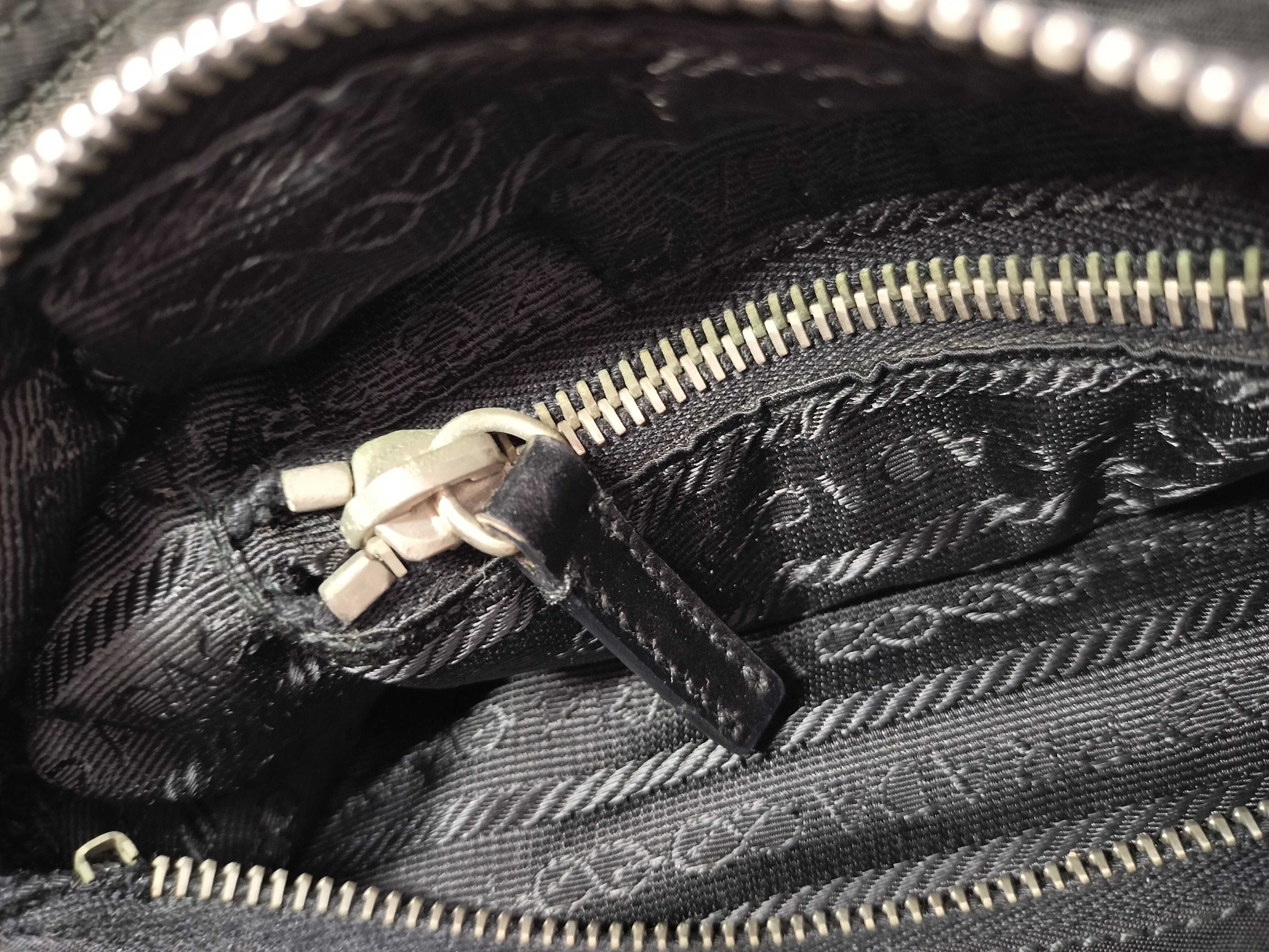 Nylon Prada Triangle Logo Nylon Leather Handbag Tote Bag — view 11