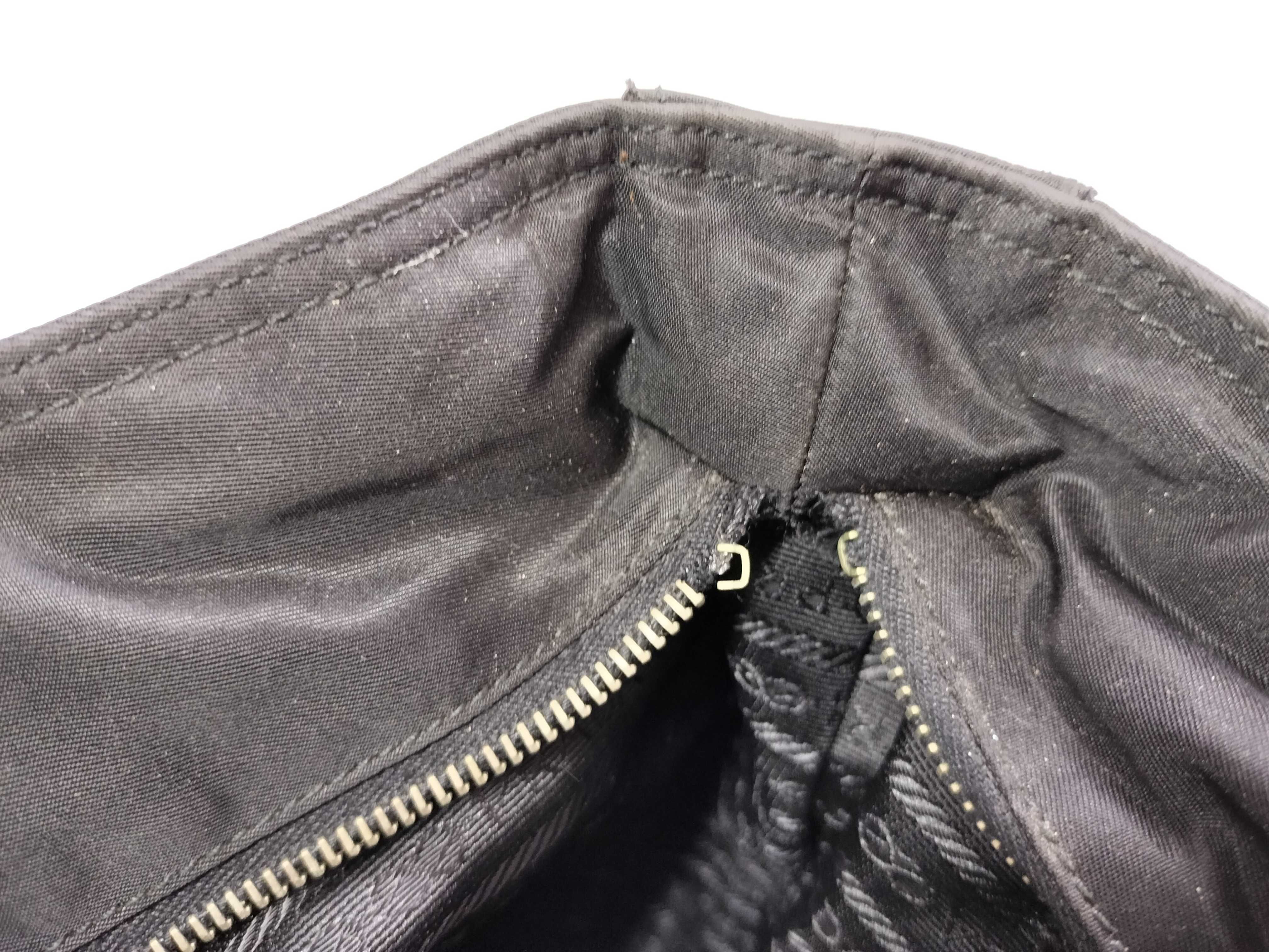Nylon Prada Triangle Logo Nylon Leather Handbag Tote Bag — view 12