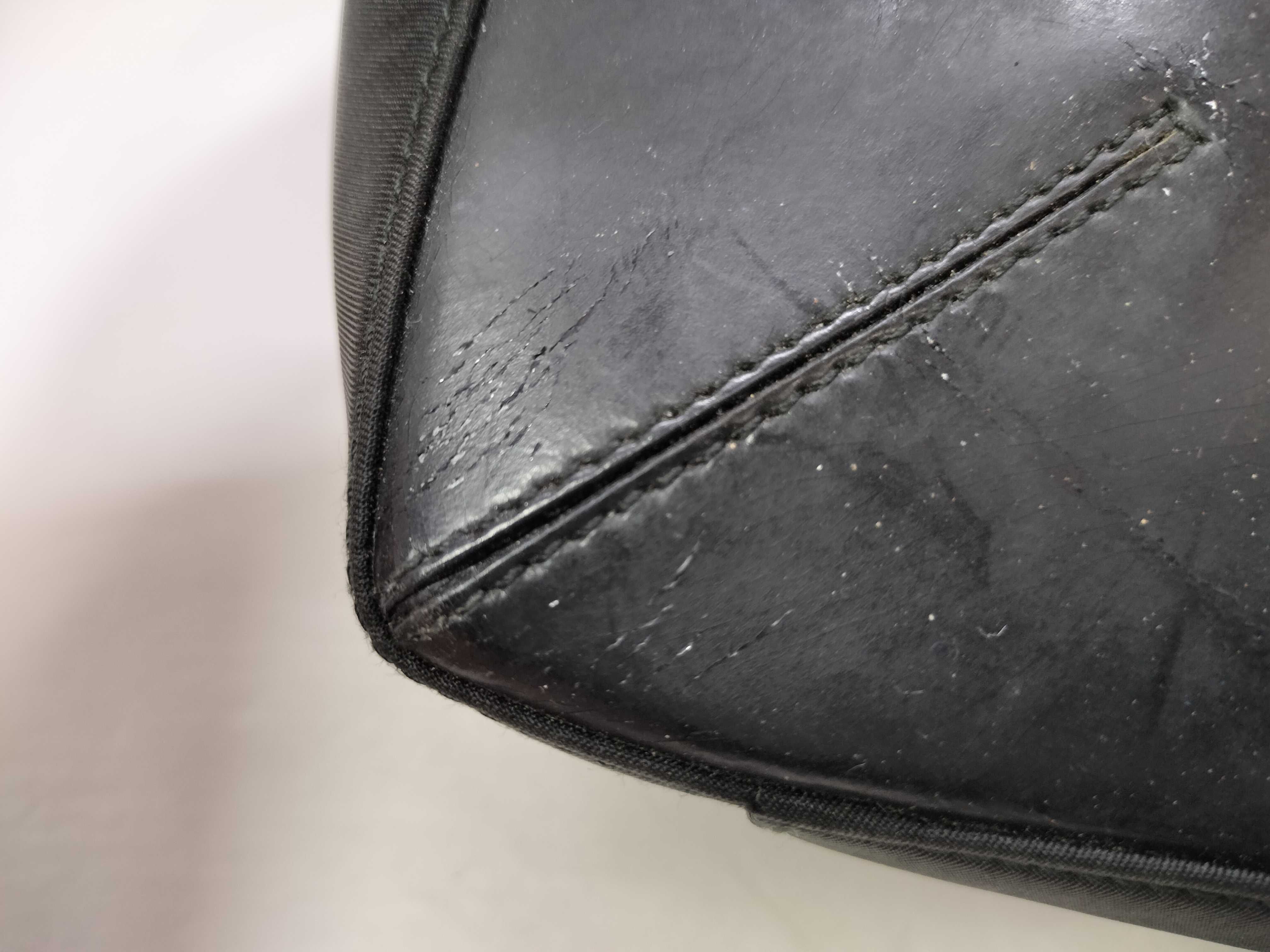 Nylon Prada Triangle Logo Nylon Leather Handbag Tote Bag — view 15