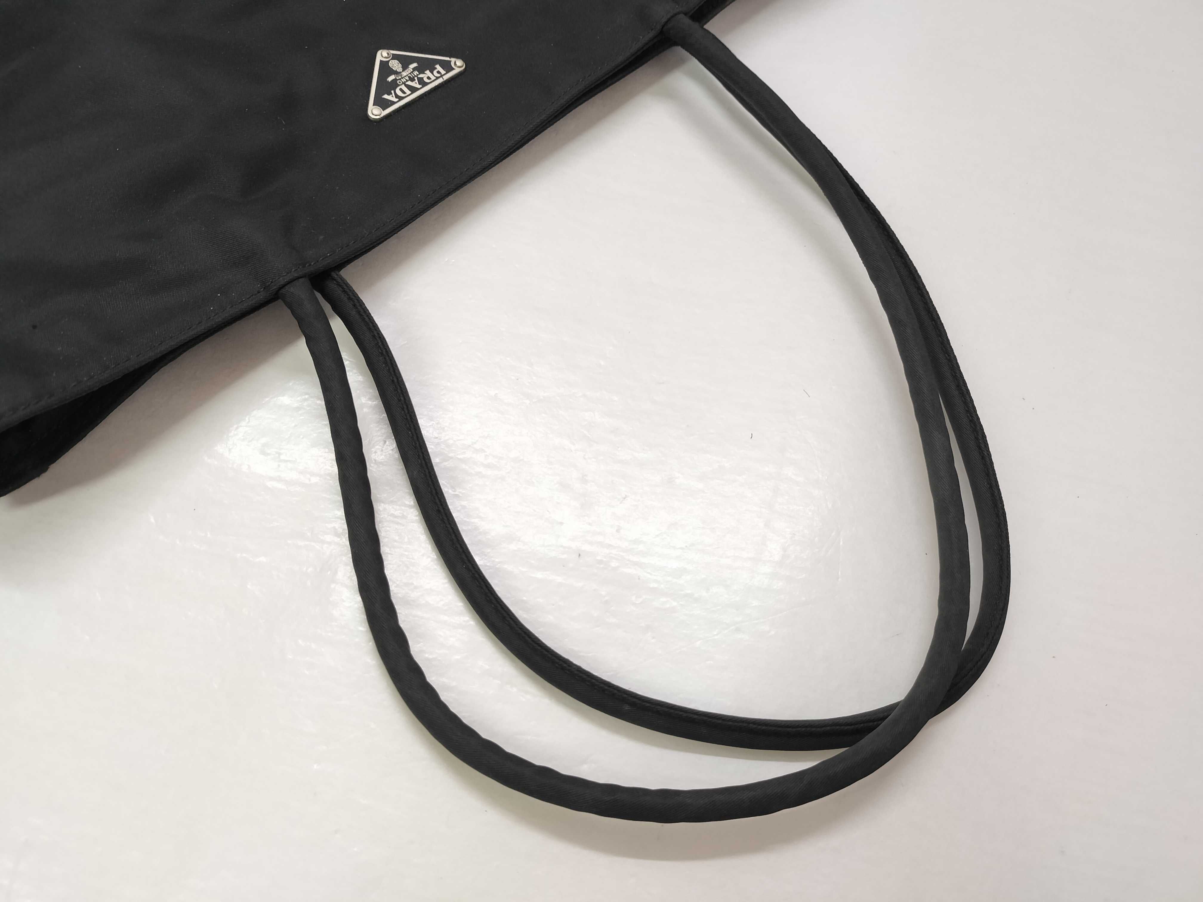 Nylon Prada Triangle Logo Nylon Leather Handbag Tote Bag — view 3