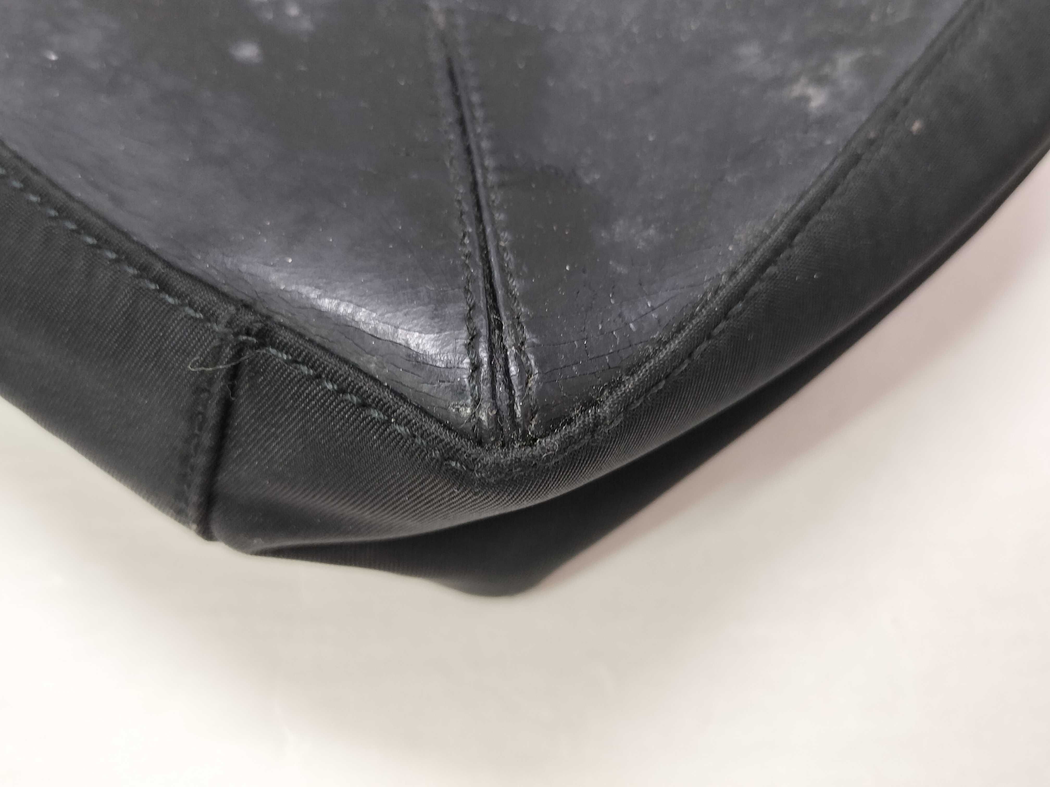 Nylon Prada Triangle Logo Nylon Leather Handbag Tote Bag — view 6