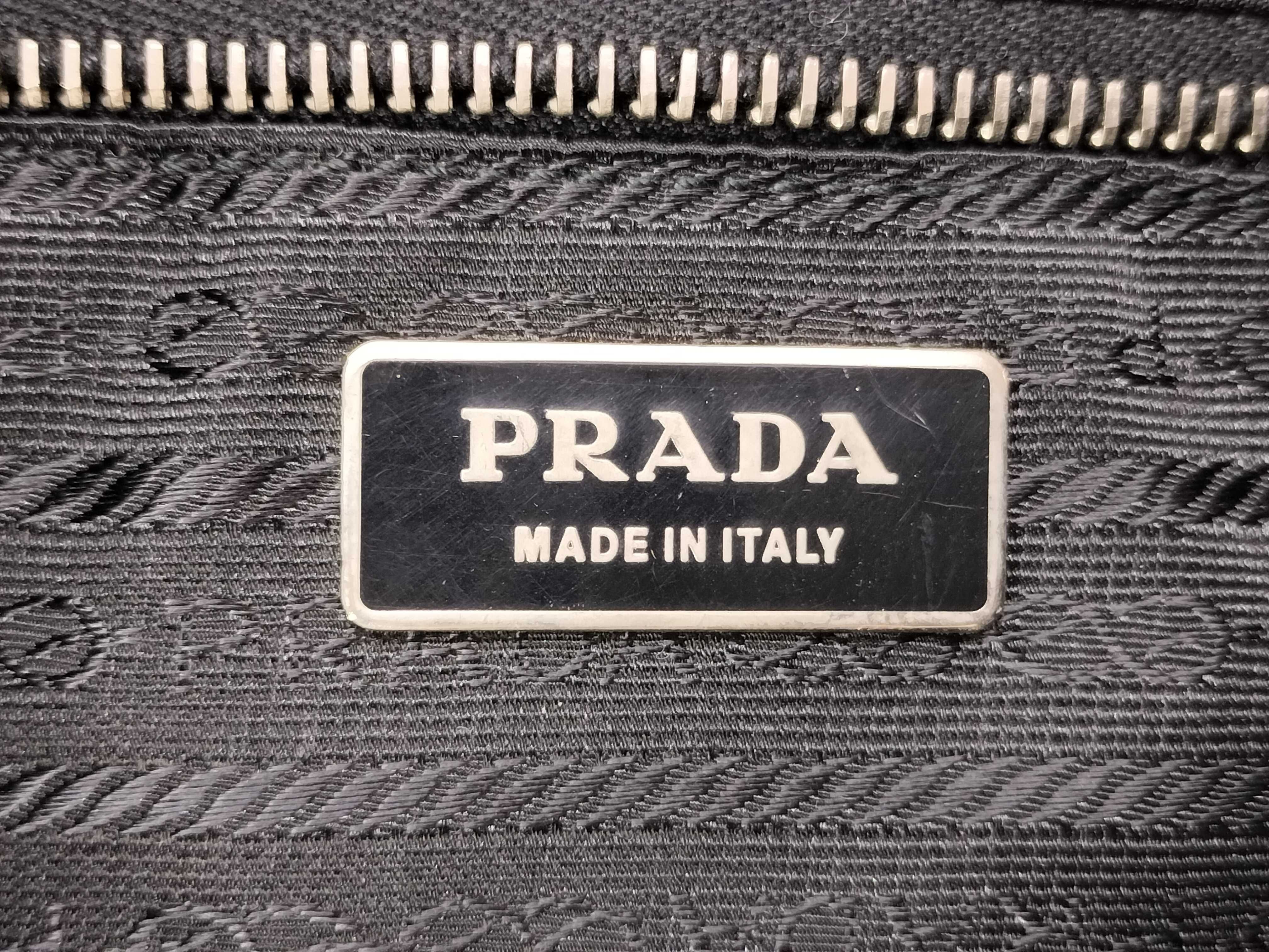 Nylon Prada Triangle Logo Nylon Leather Handbag Tote Bag — view 8