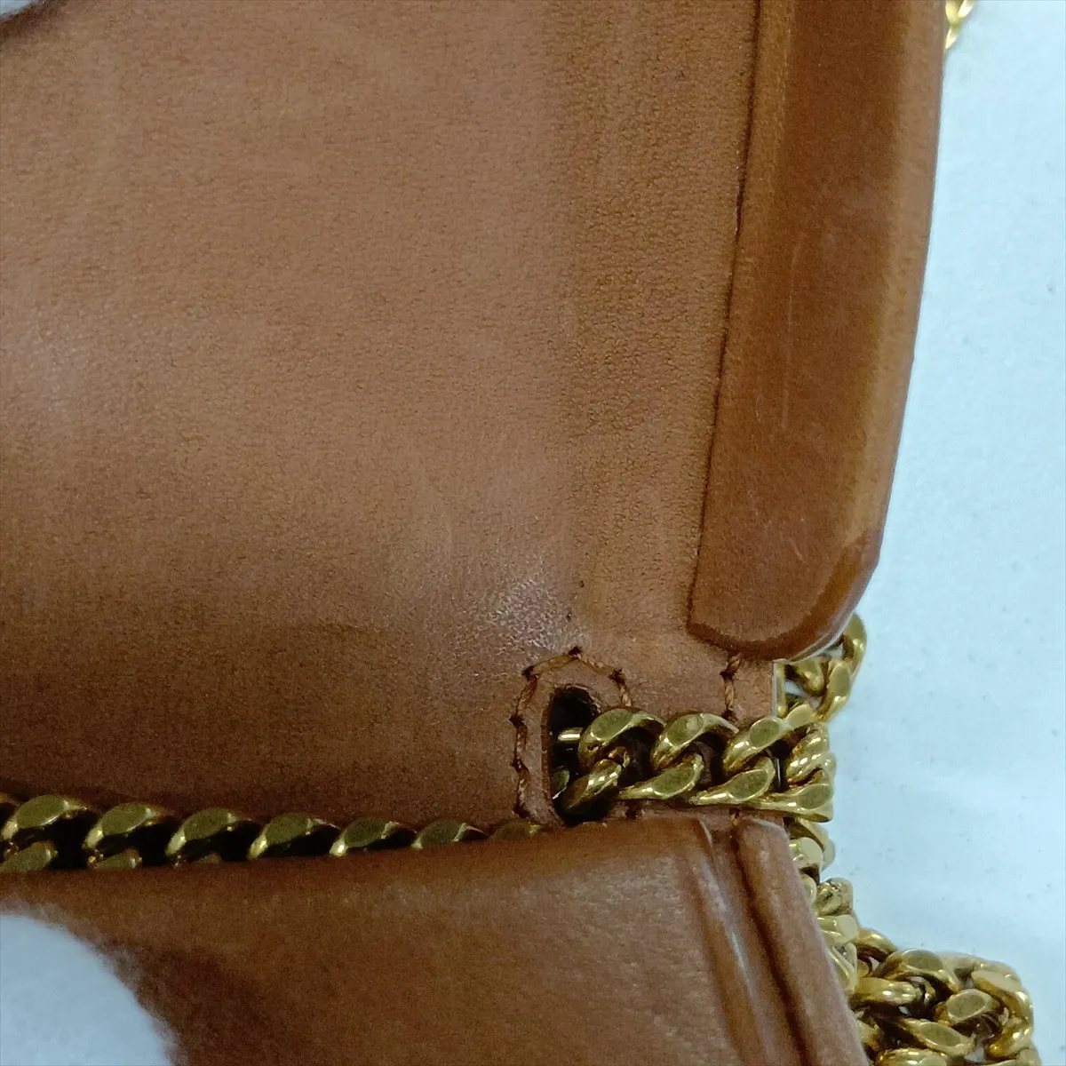 Shearling x Leather Chain Shoulder Bag, Brown, 657818 — view 11