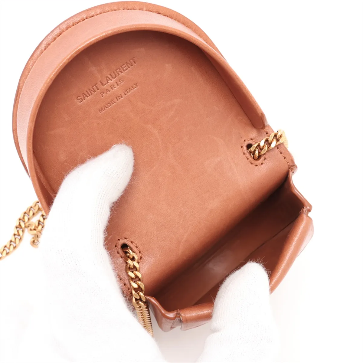 Shearling x Leather Chain Shoulder Bag, Brown, 657818 — view 6