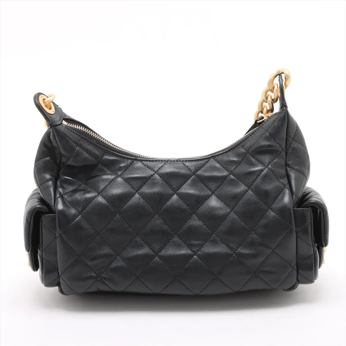 [Individually wrapped] Chanel Matelasse Lambskin Chain Shoulder Bag Hobo Black Gold Hardware E43903C2 Random Plate — view 2