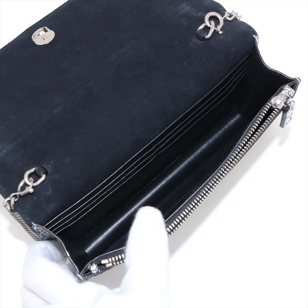 Kate Leather Chain Wallet Silver 452159 — view 6