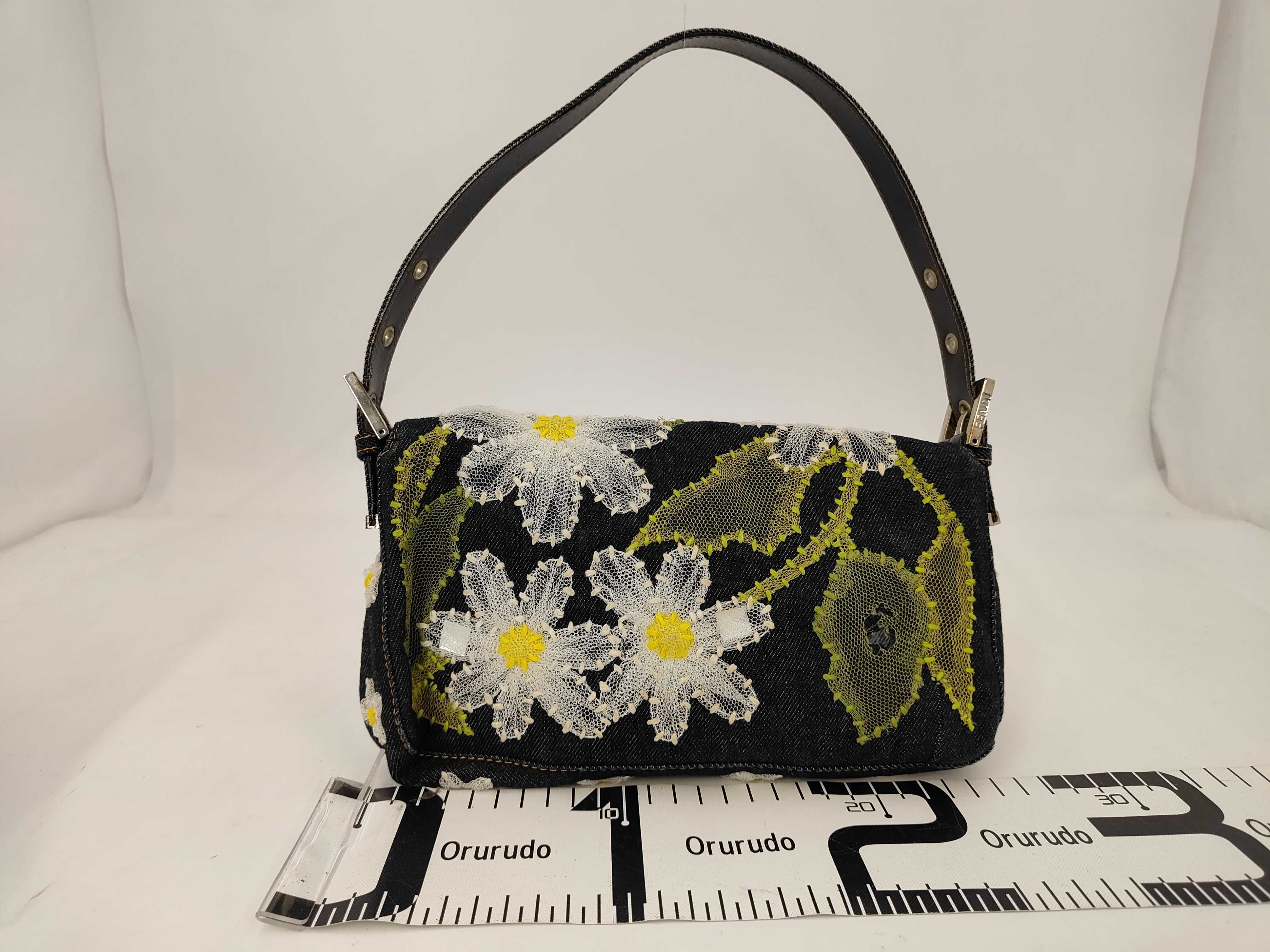 Mamma Bucket Flower Embroidered Denim Shoulder Bag — view 2