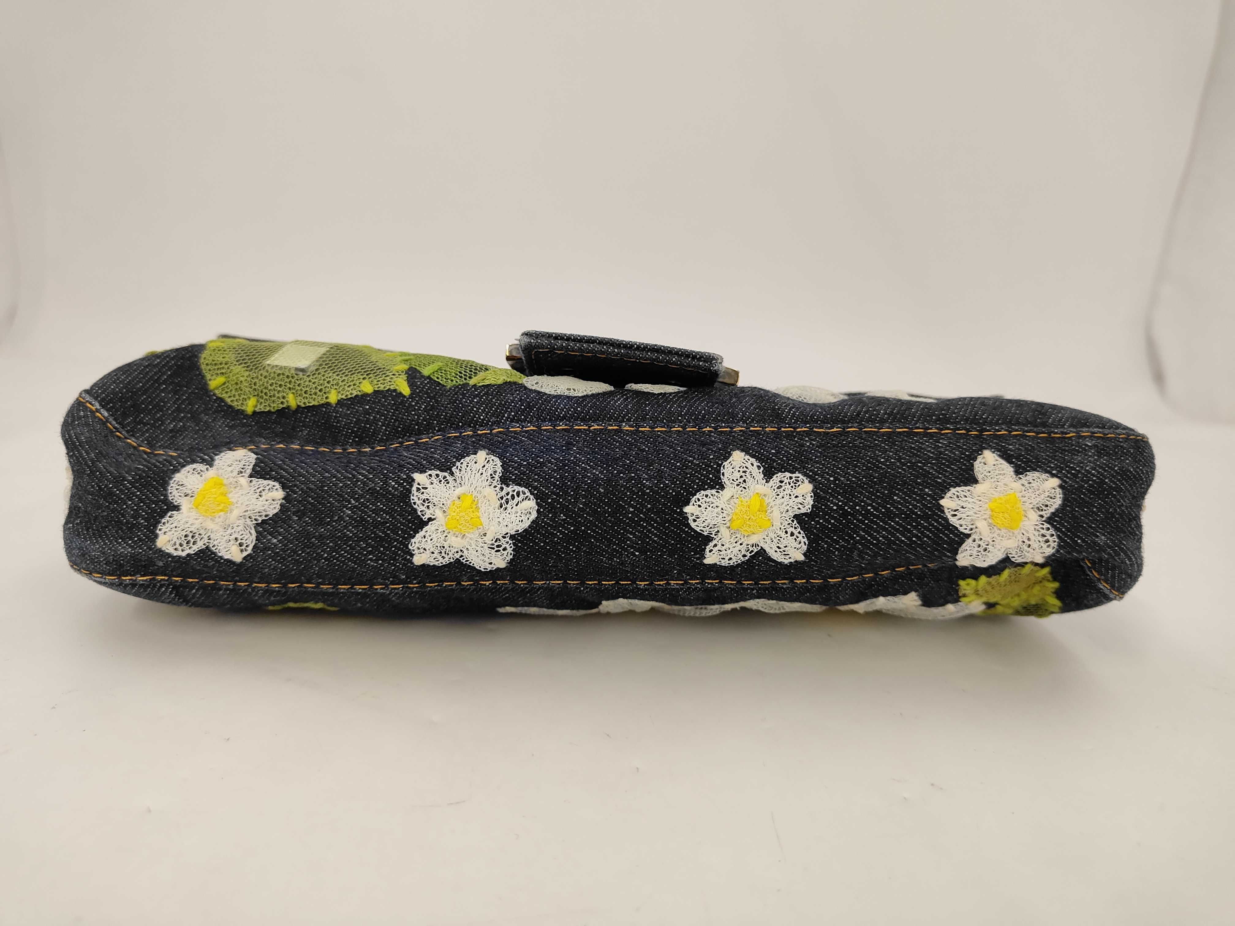 Mamma Bucket Flower Embroidered Denim Shoulder Bag — view 3