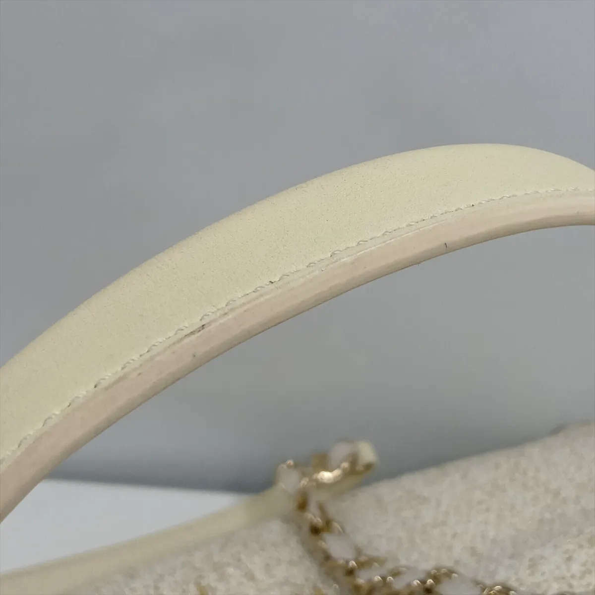 Deauville GM Tweed x Leather 2-Way Tote Bag, Beige, Gold Hardware, J422A181, Random Plate — view 15