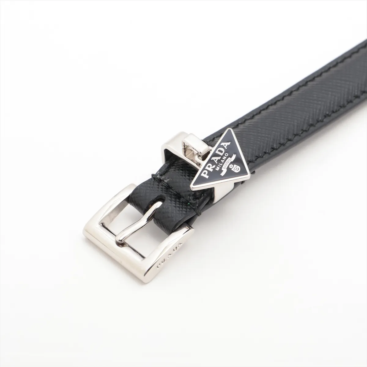1CC499 Saffiano Belt 85 Leather x Metal Black x Silver — view 2