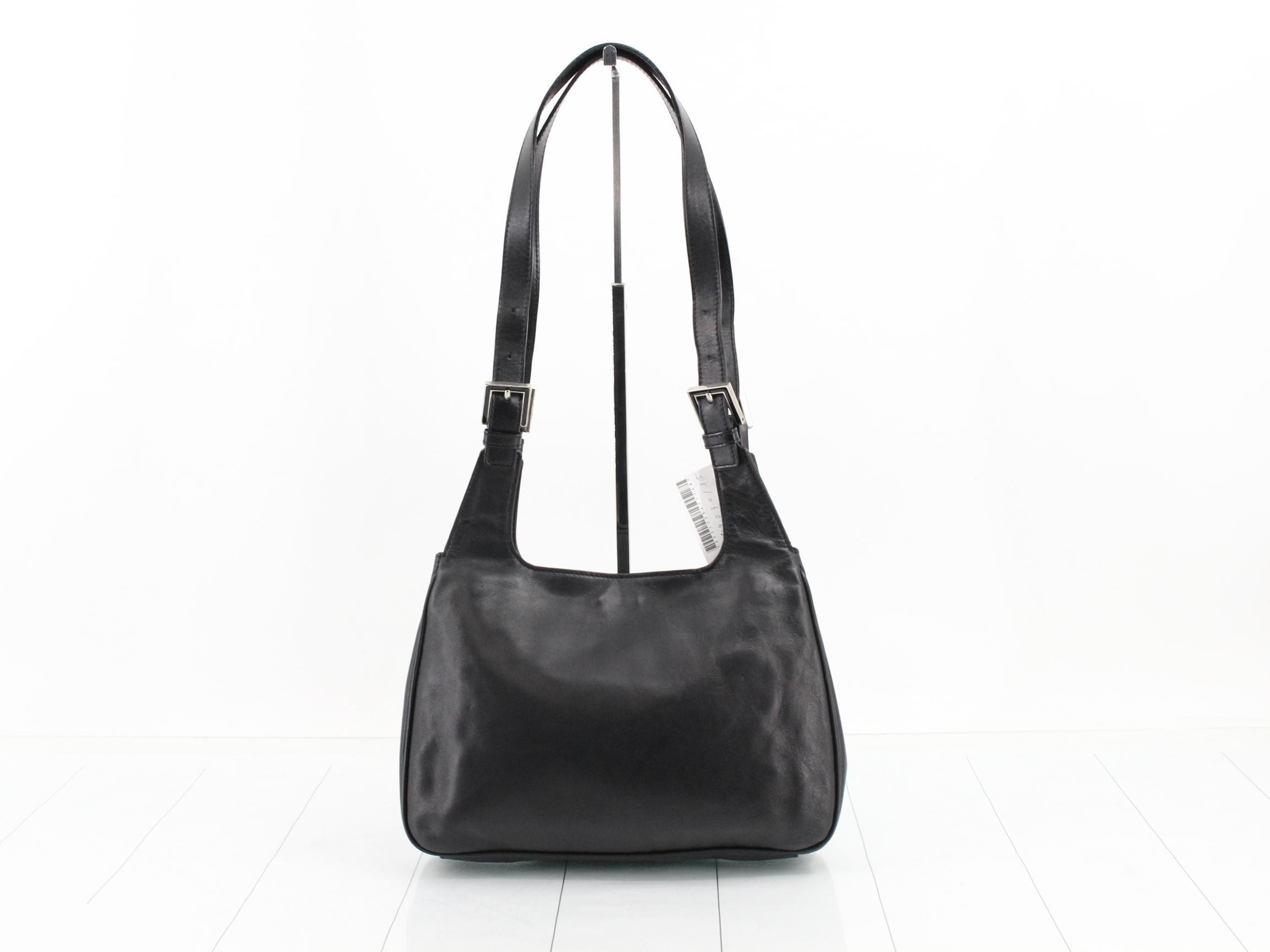 Leather shoulder bag, black — view 2