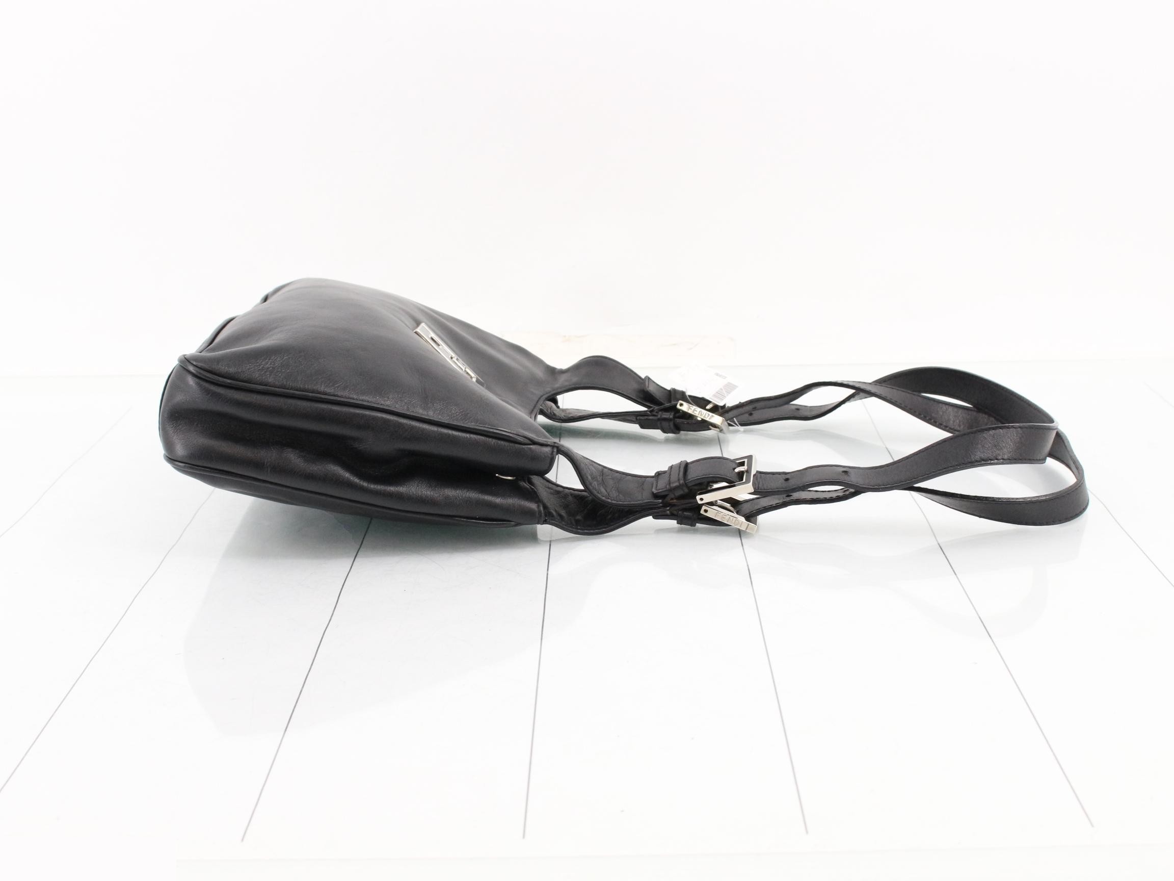 Leather shoulder bag, black — view 3