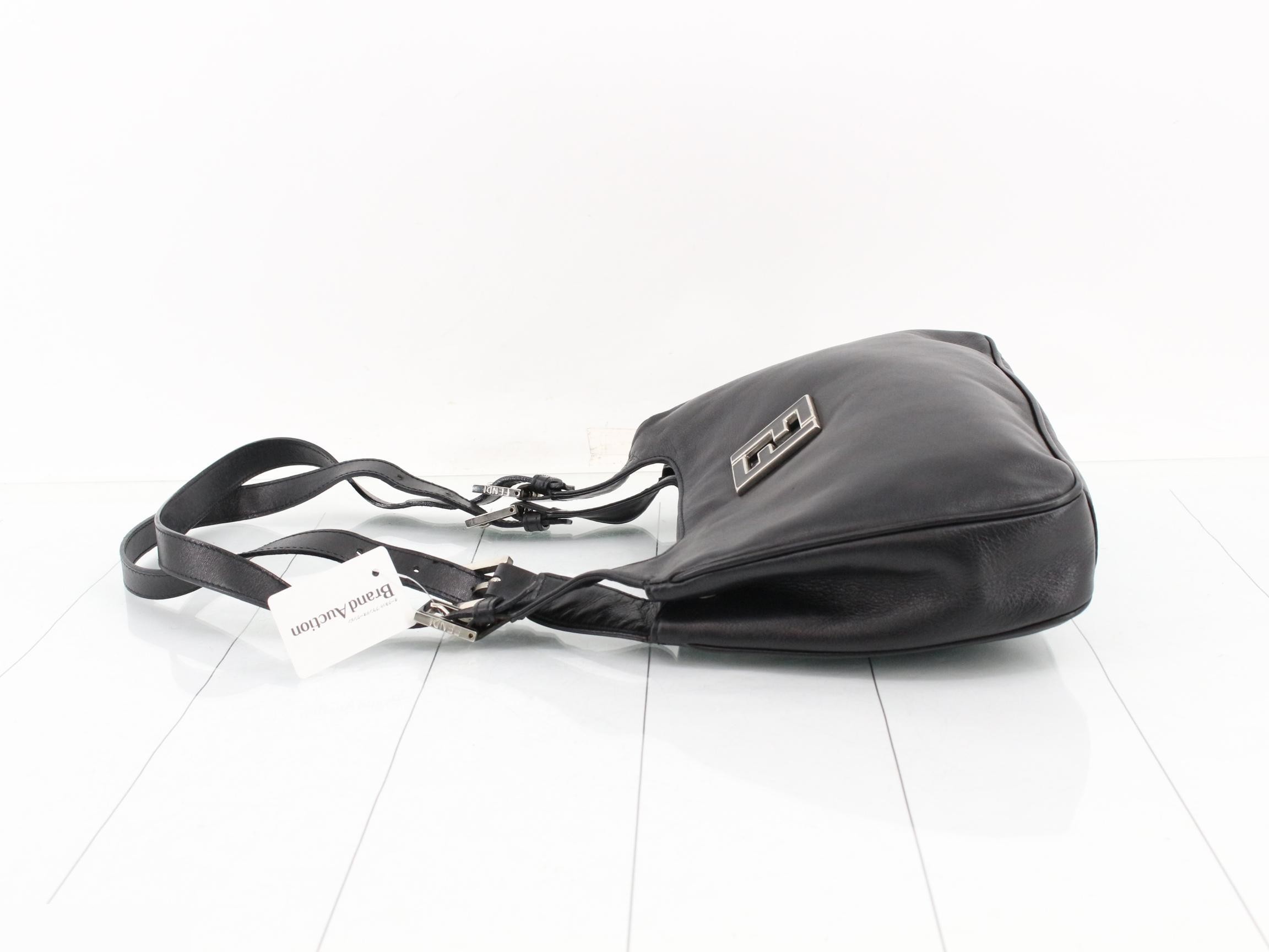 Leather shoulder bag, black — view 4