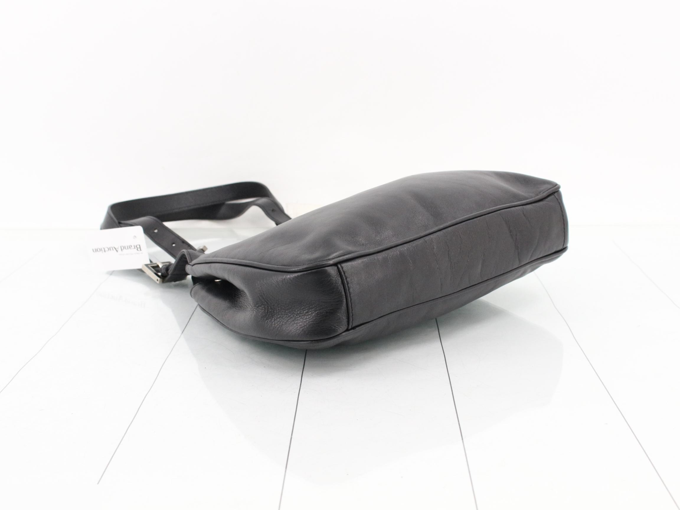 Leather shoulder bag, black — view 5