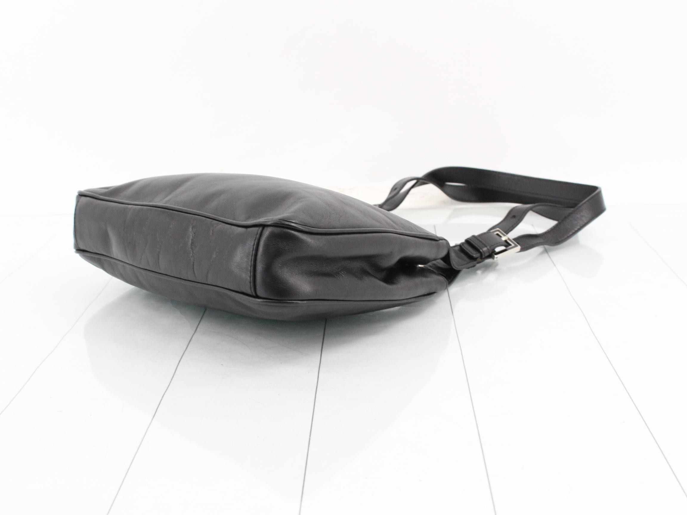 Leather shoulder bag, black — view 6
