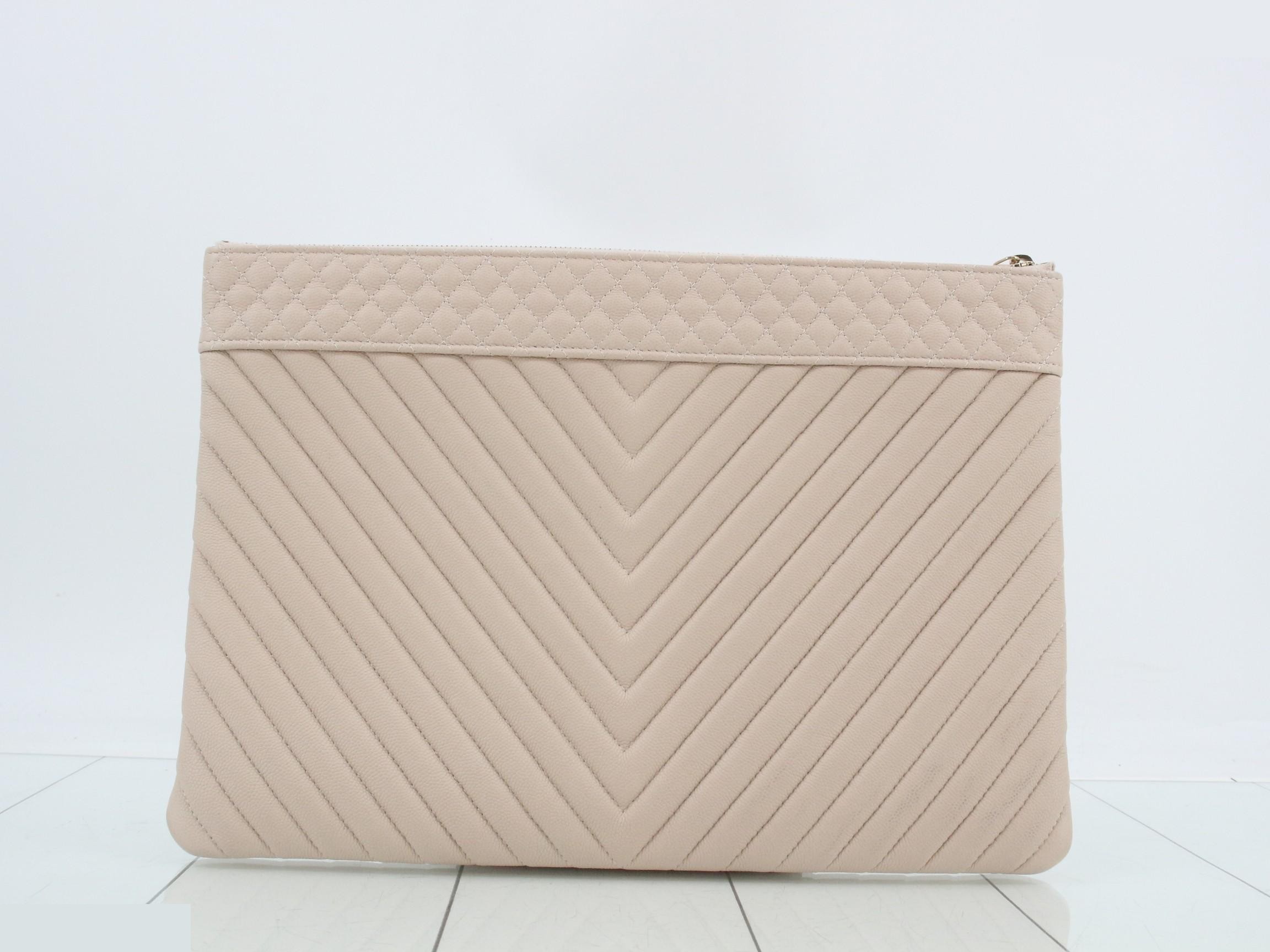 Matelassé Caviar Skin Clutch Pouch — view 2