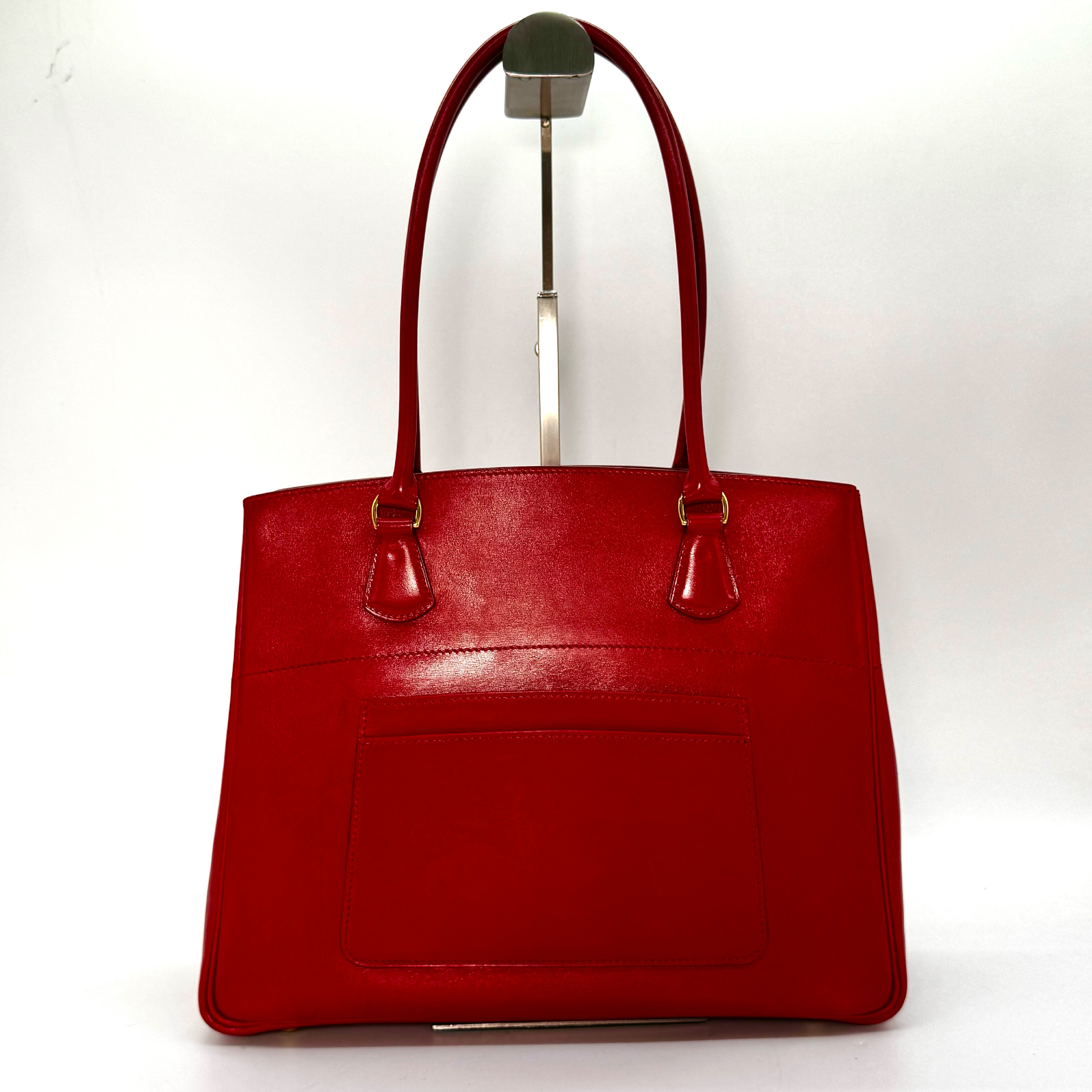 La (with Z stamp) Leather Tote Bag, Red Tote Bag, Handbag — view 2