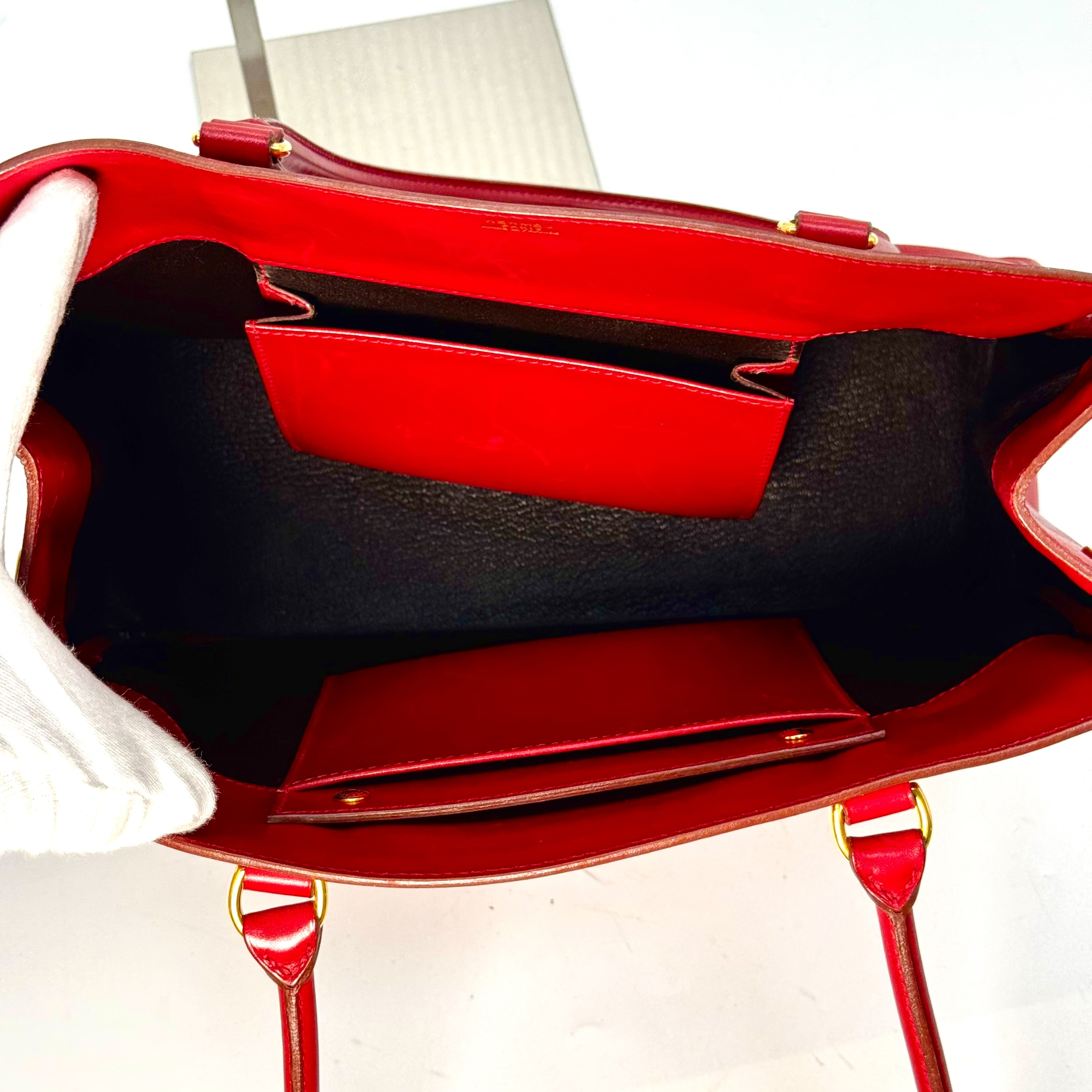 La (with Z stamp) Leather Tote Bag, Red Tote Bag, Handbag — view 6
