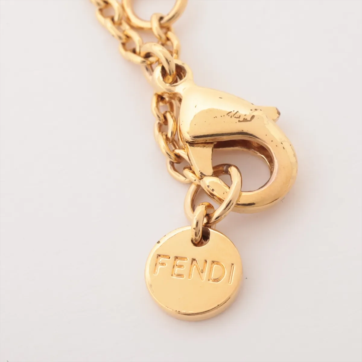 F is Fendi Necklace, GP x Faux Pearl, Gold. Shows signs of wear, — view 4