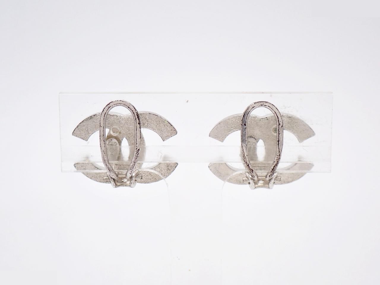 Earrings, Coco Mark design, rhinestones, black and silver, 02C — view 2