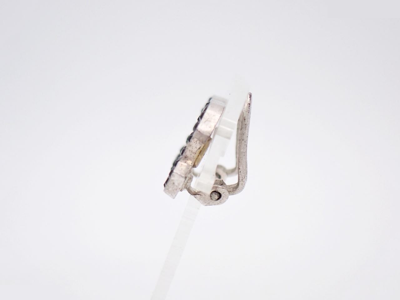 Earrings, Coco Mark design, rhinestones, black and silver, 02C — view 3