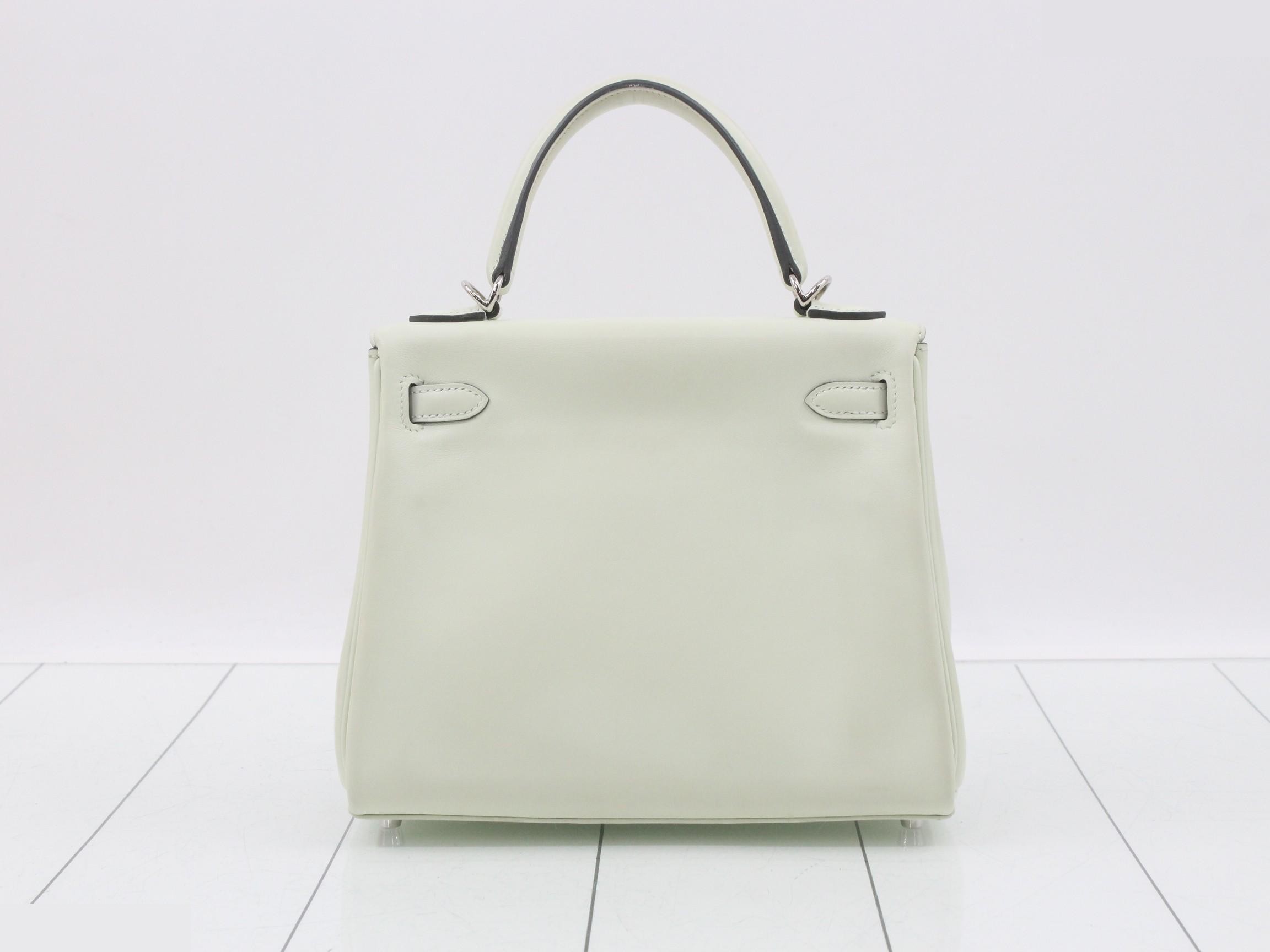 Kelly 25, inside stitching, Veau Swift leather, mint green, silver hardware, B stamp. — view 3