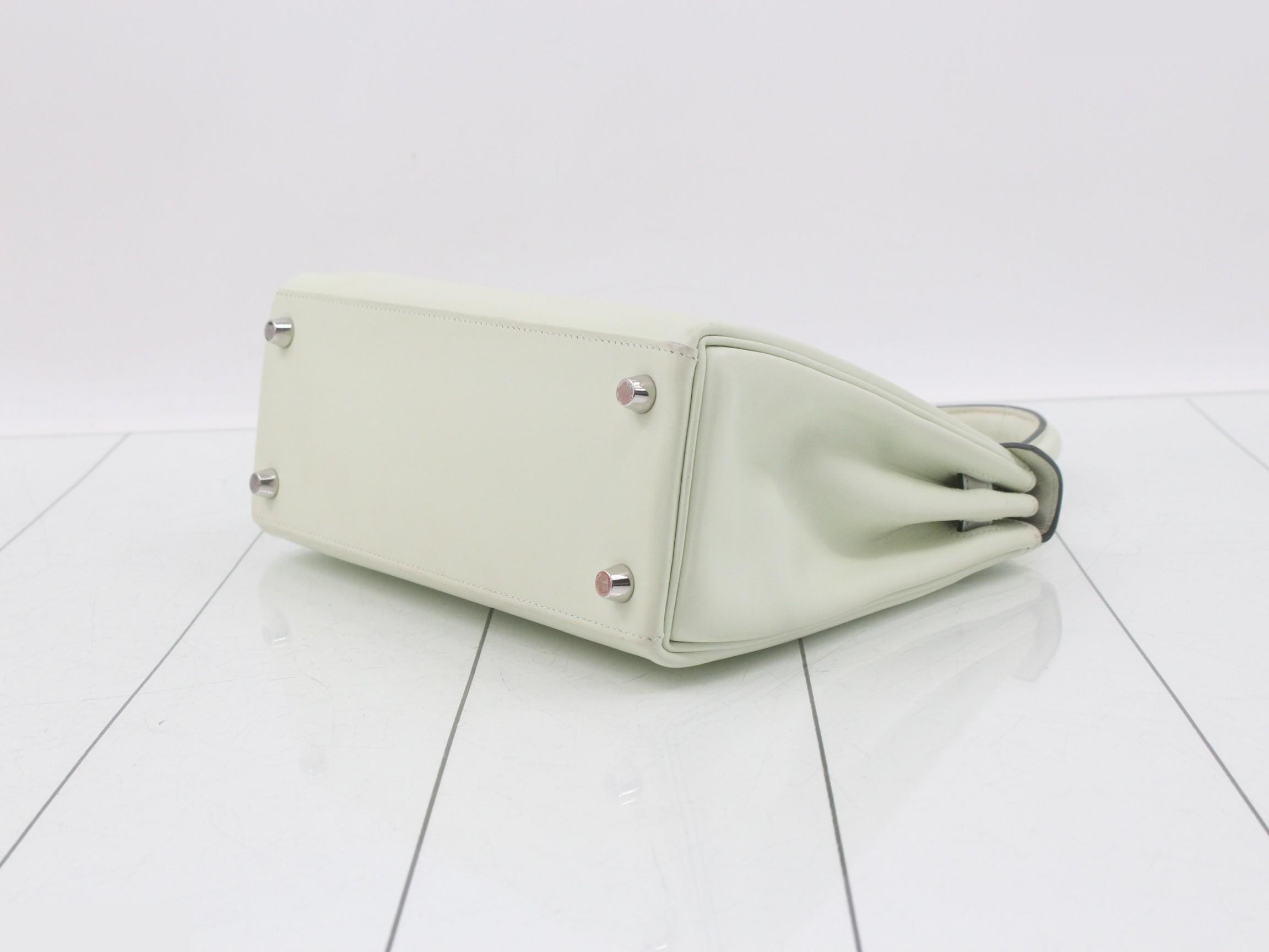 Kelly 25, inside stitching, Veau Swift leather, mint green, silver hardware, B stamp. — view 7