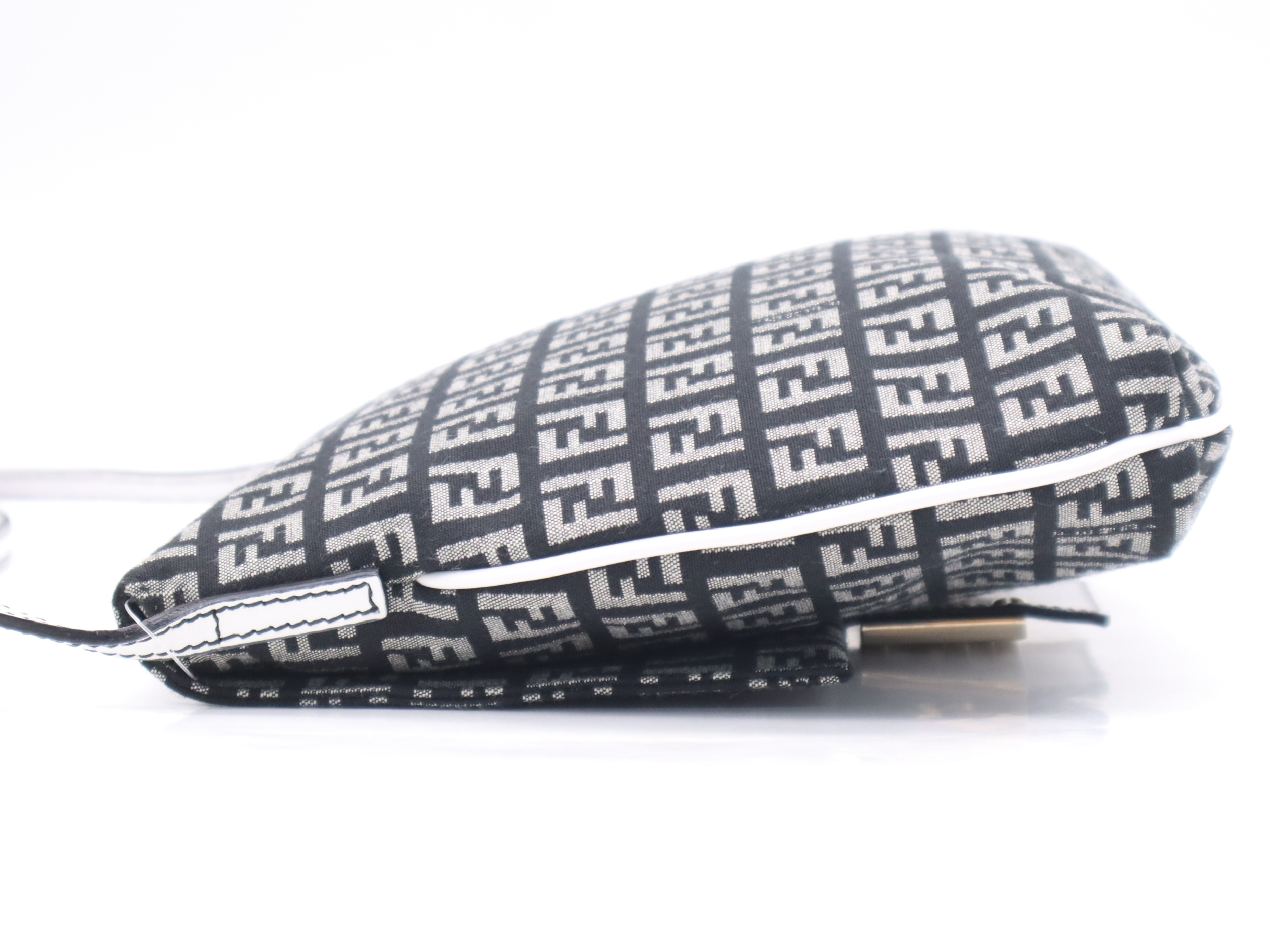 8BT075 Canvas Zucchino Black White Silver Hardware Card Included Shoulder Bag — view 3