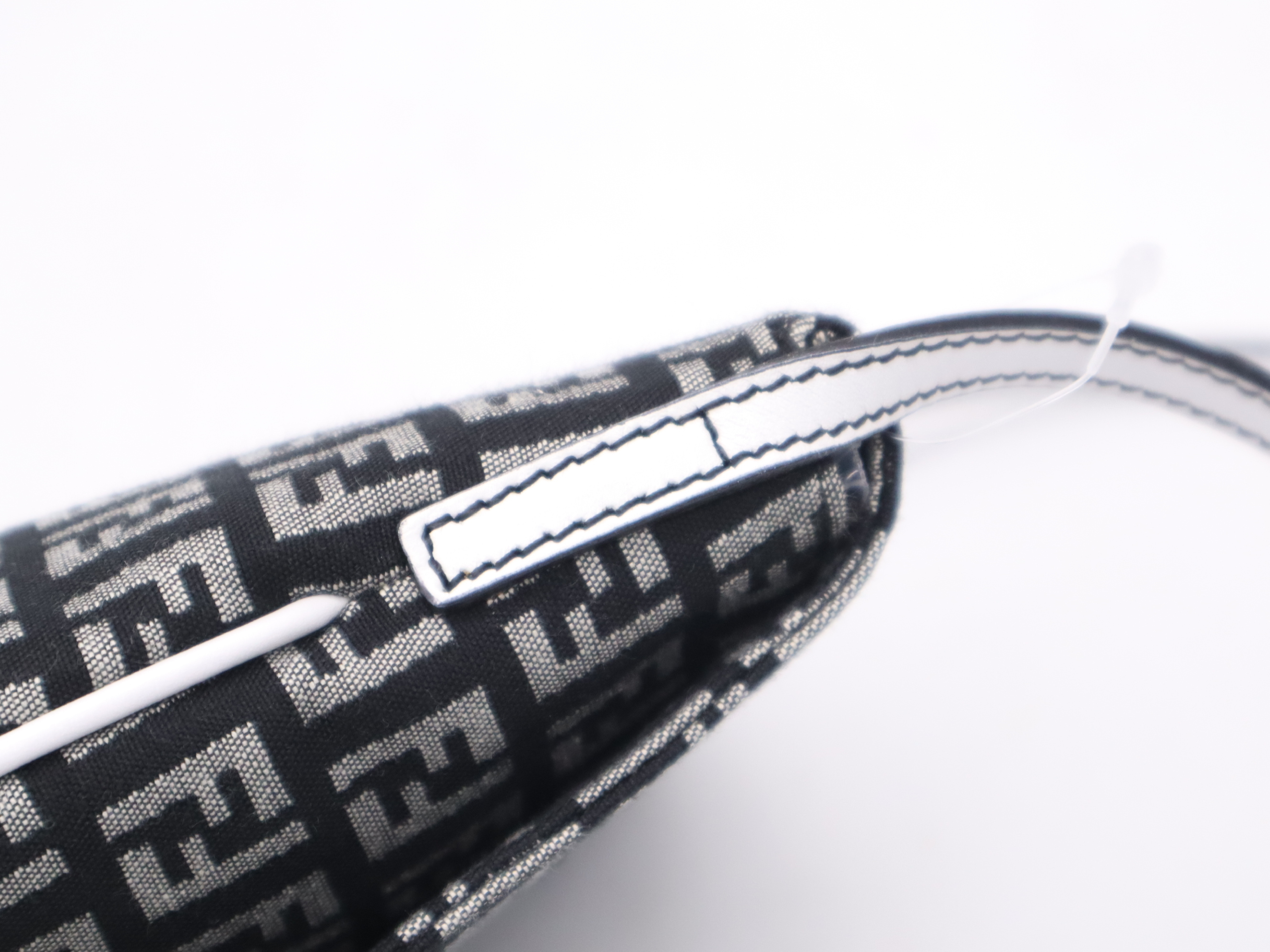 8BT075 Canvas Zucchino Black White Silver Hardware Card Included Shoulder Bag — view 7