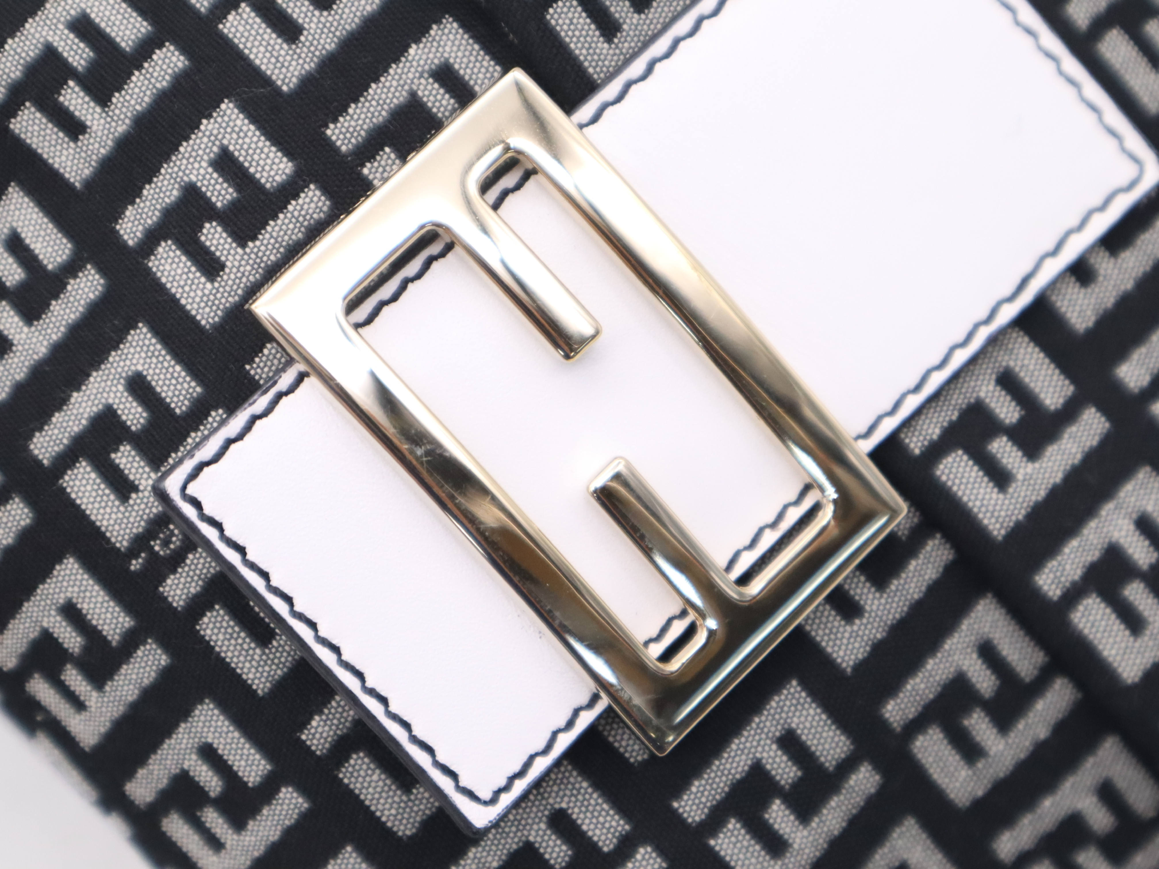 8BT075 Canvas Zucchino Black White Silver Hardware Card Included Shoulder Bag — view 9