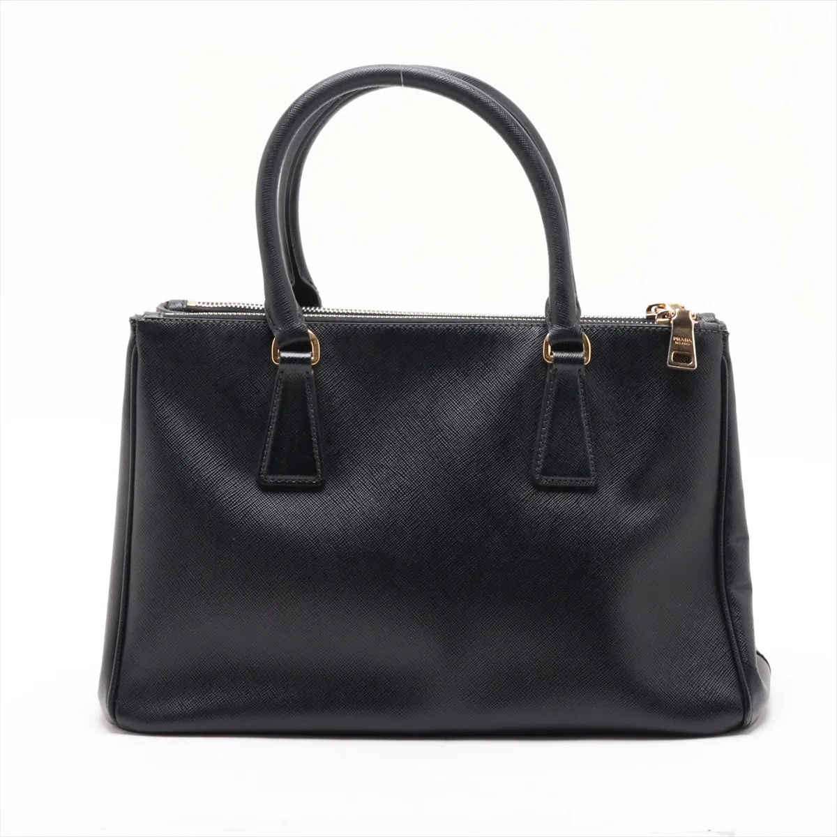 Saffiano Leather 2-Way Handbag, Black — view 2