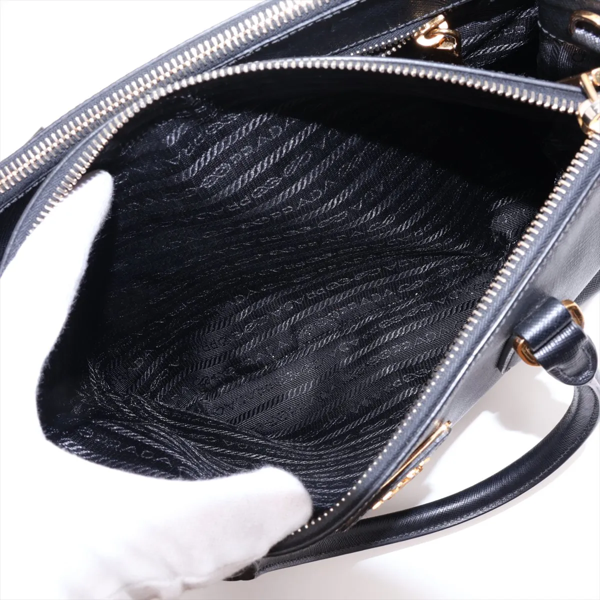 Saffiano Leather 2-Way Handbag, Black — view 11