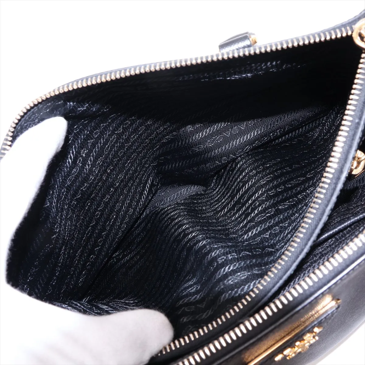 Saffiano Leather 2-Way Handbag, Black — view 12