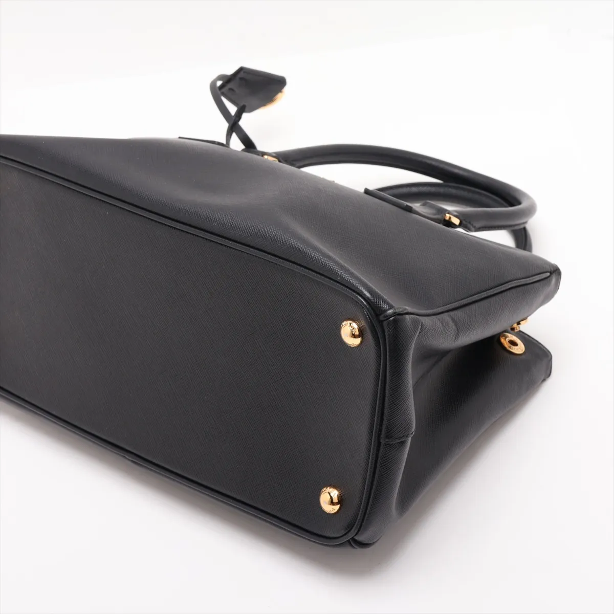 Saffiano Leather 2-Way Handbag, Black — view 3