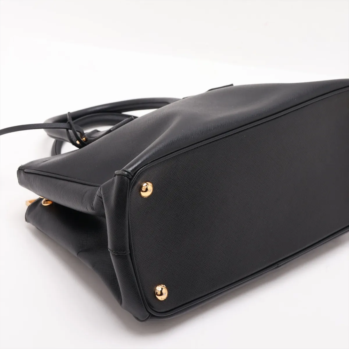 Saffiano Leather 2-Way Handbag, Black — view 4