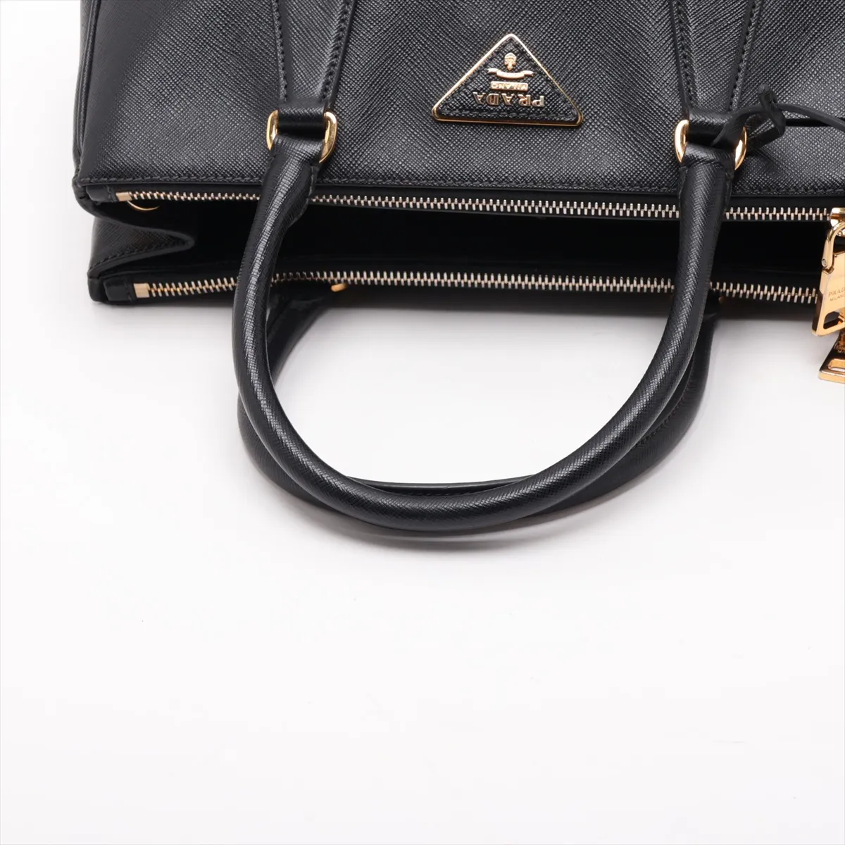 Saffiano Leather 2-Way Handbag, Black — view 5