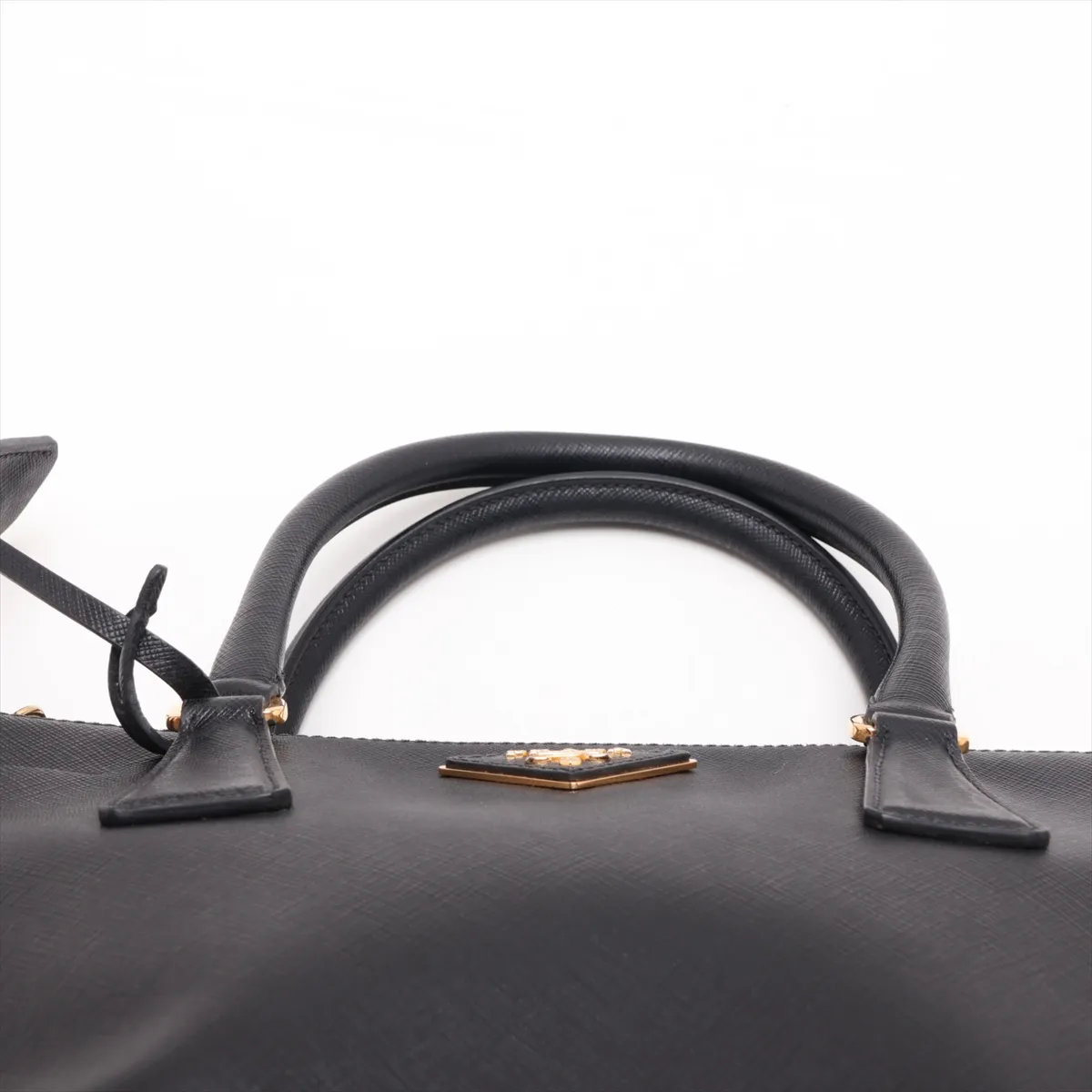 Saffiano Leather 2-Way Handbag, Black — view 6